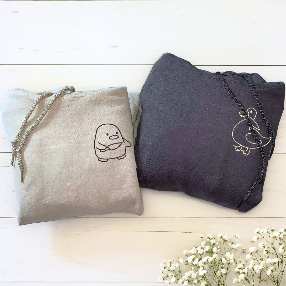 Custom Embroidered Couples Valentines Duck Duck Goose Hoodie