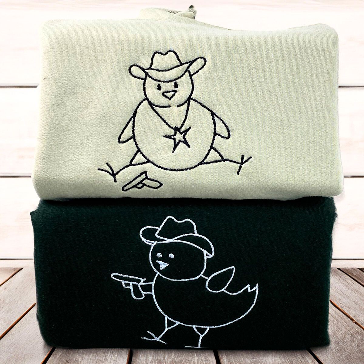 Chicken Couple Matching Hoodies, Custom Embroidered: Valentines Day Gift