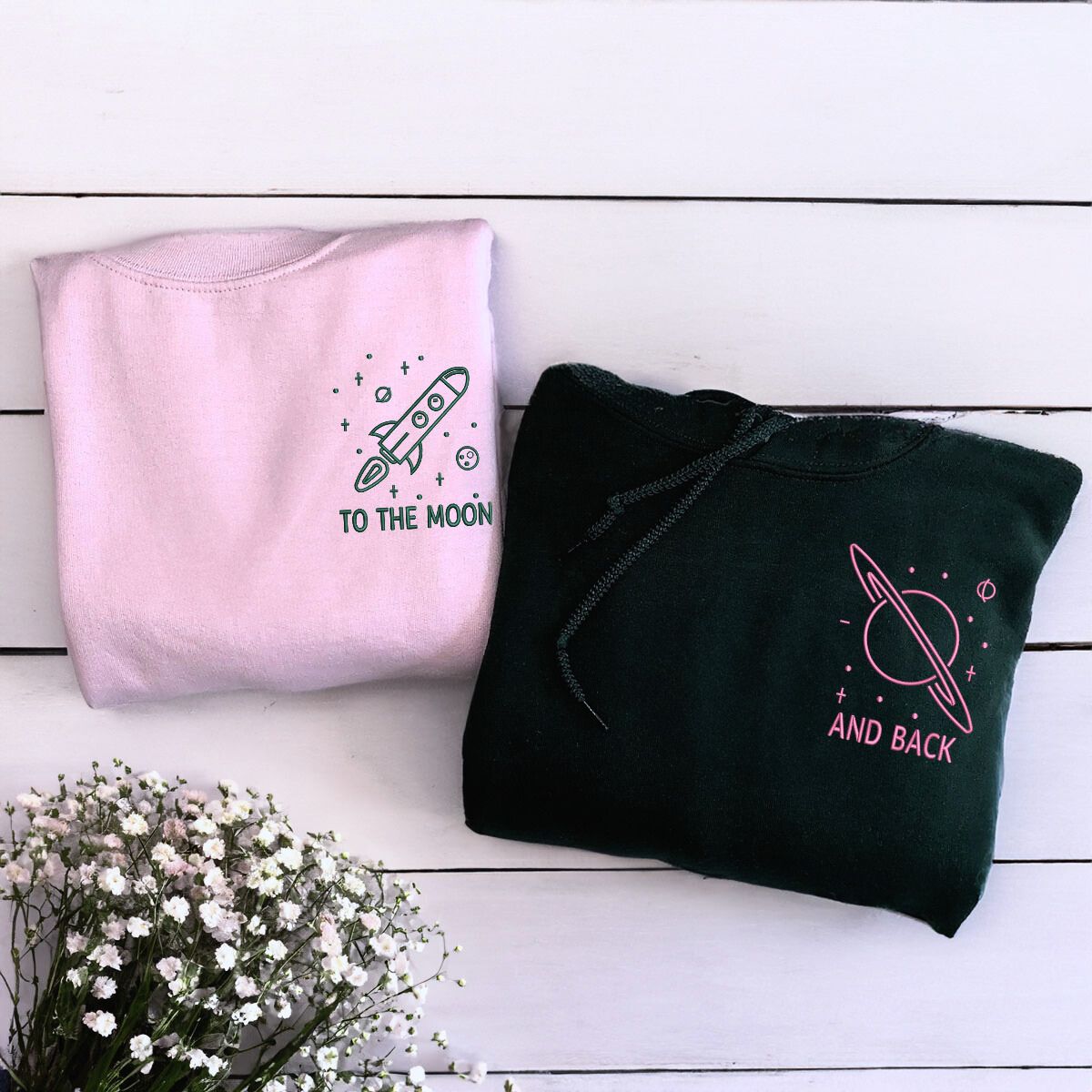 Personalized Infinite Love Sweatshirt or Hoodie - Embroidered Couple Gifts