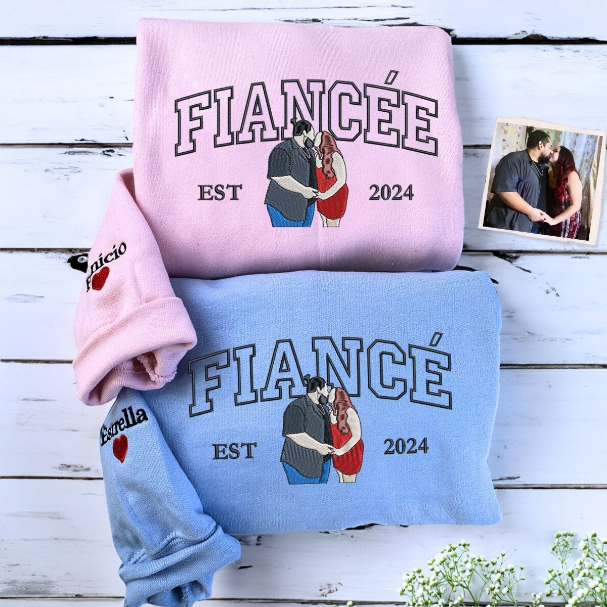 Personalized Embroidered Wedding Sweatshirt Hoodie for Couples