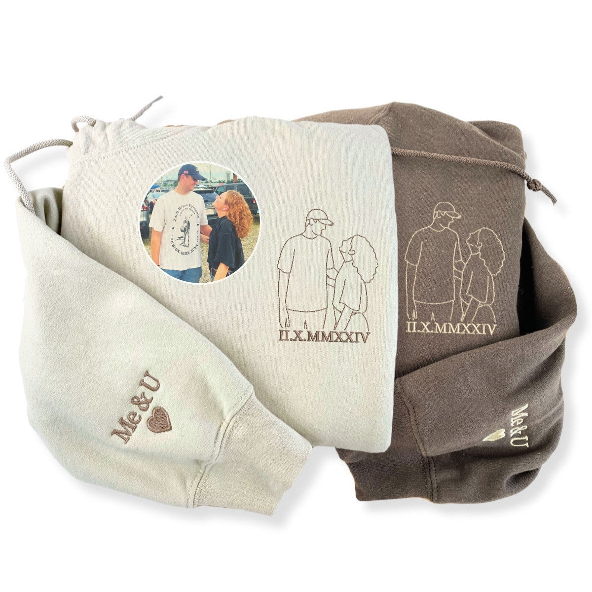 Embroidered Pairing Sweatshirts & Tote Bag Set