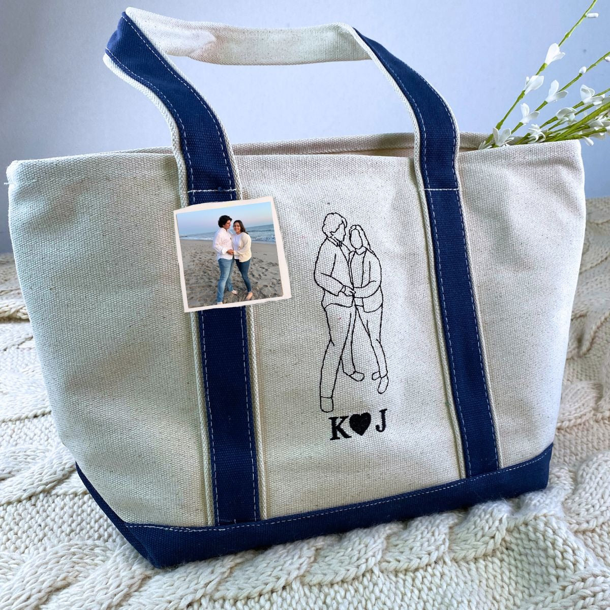 Embroidered Pairing Sweatshirts & Tote Bag Set