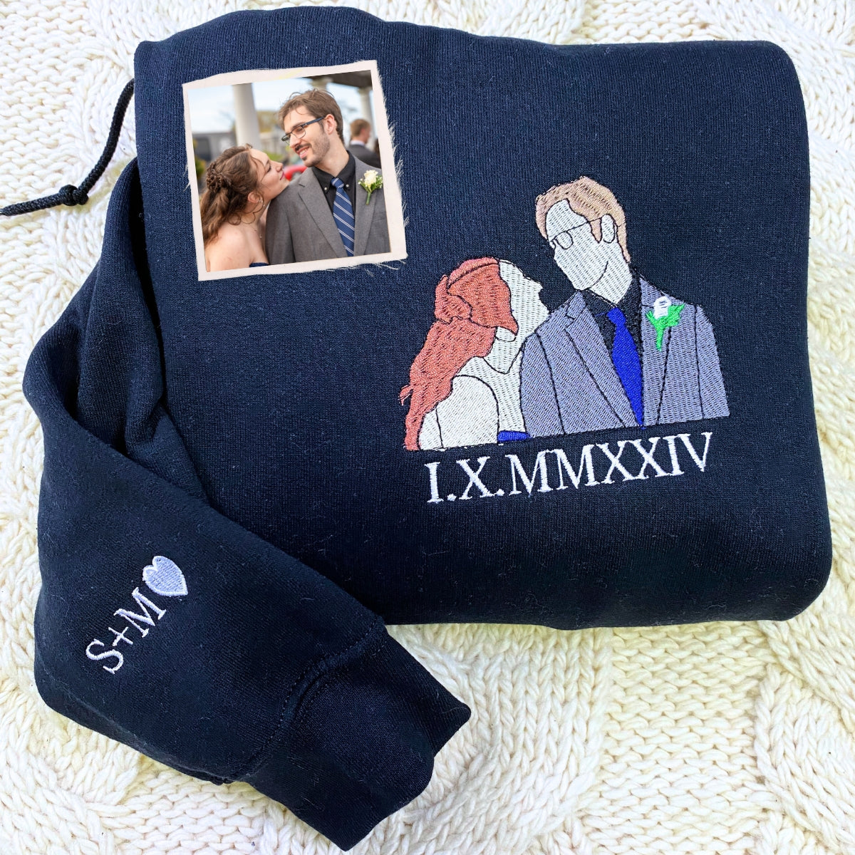 Embroidered Pairing Sweatshirts & Tote Bag Set