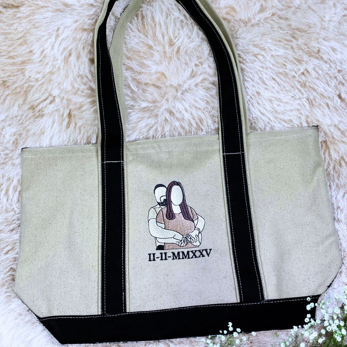 Embroidered Pairing Sweatshirts & Tote Bag Set