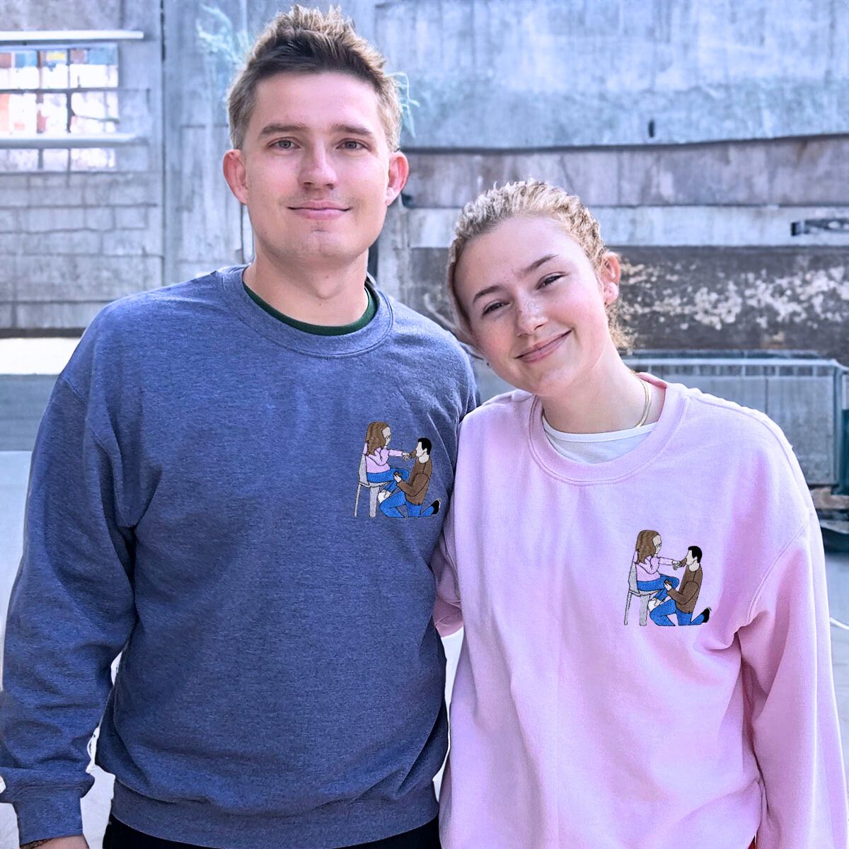 Custom Embroidered Couple Sweatshirt & Hoodie Bundle