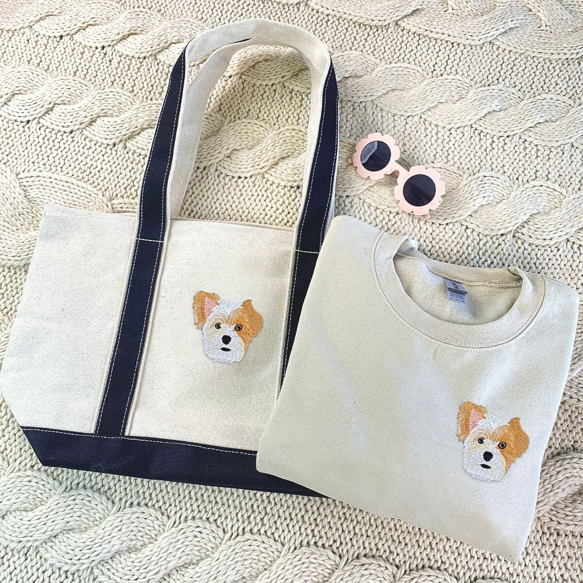 Dog Lover Embroidered Sweatshirt, Hat & Tote Bag Set