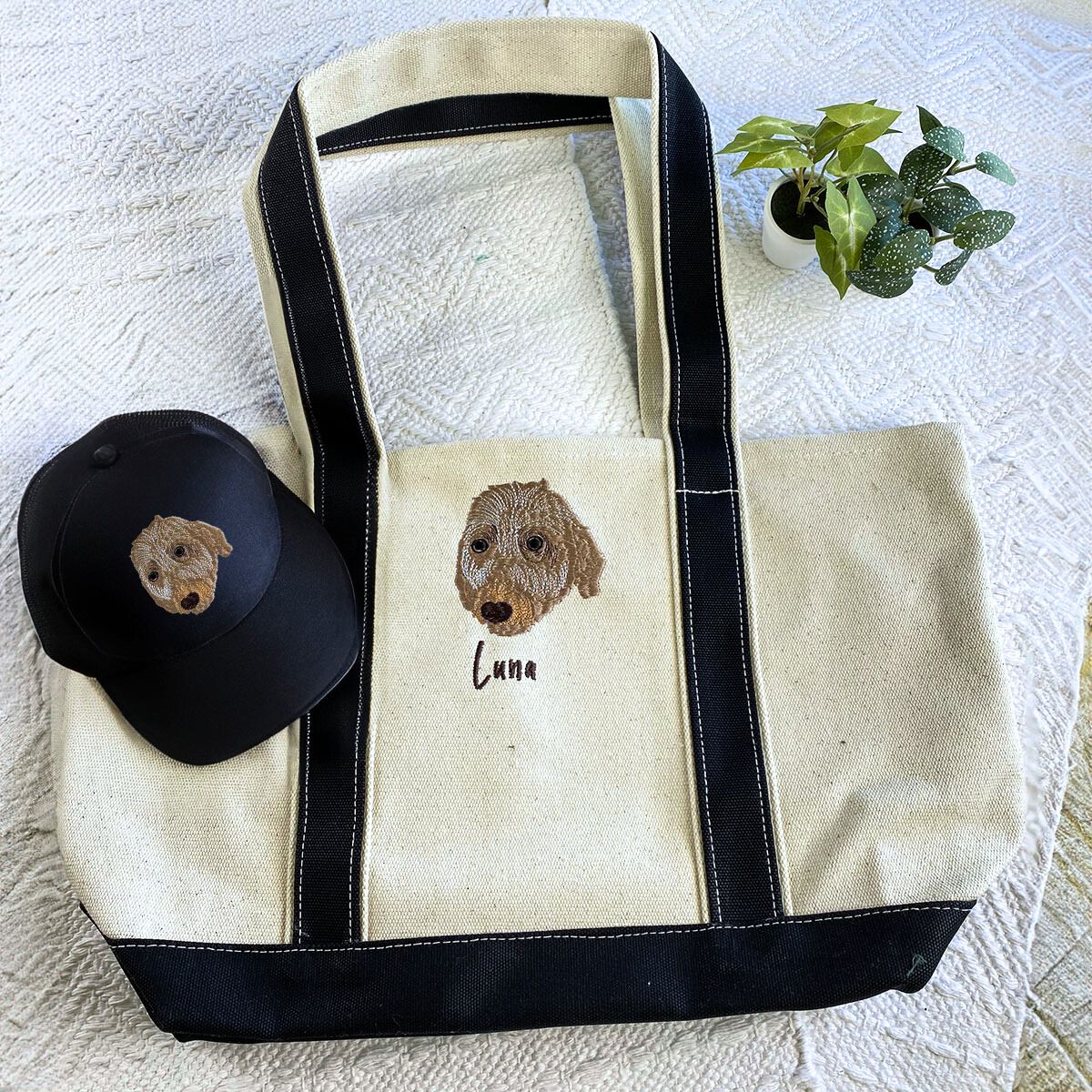 Dog Lover Embroidered Sweatshirt, Hat & Tote Bag Set