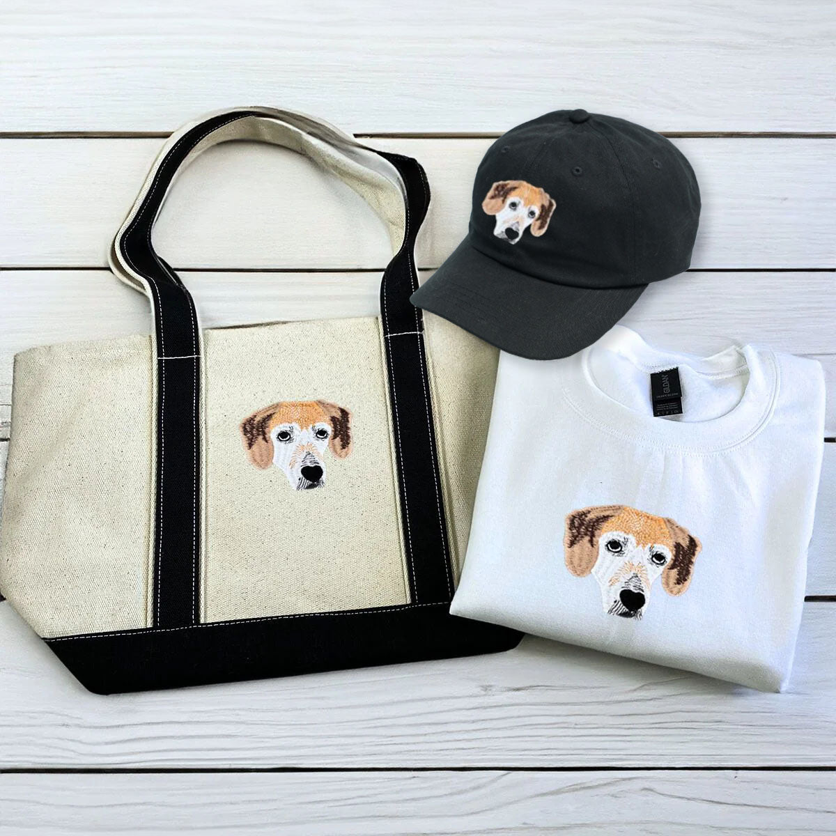 Dog Lover Embroidered Sweatshirt, Hat & Tote Bag Set