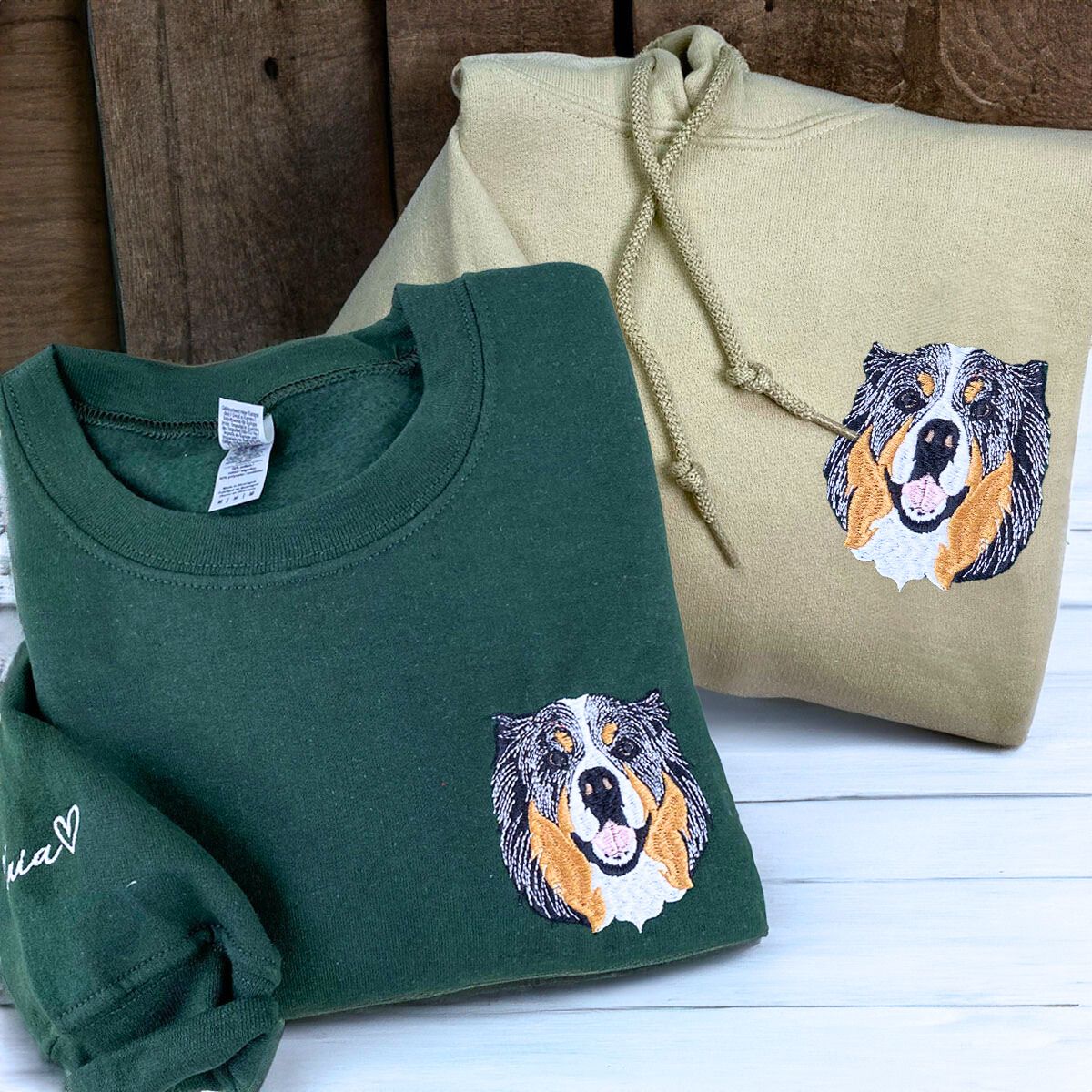 Embroidered Dog Lover Sweatshirt & Hoodie Twin Pack