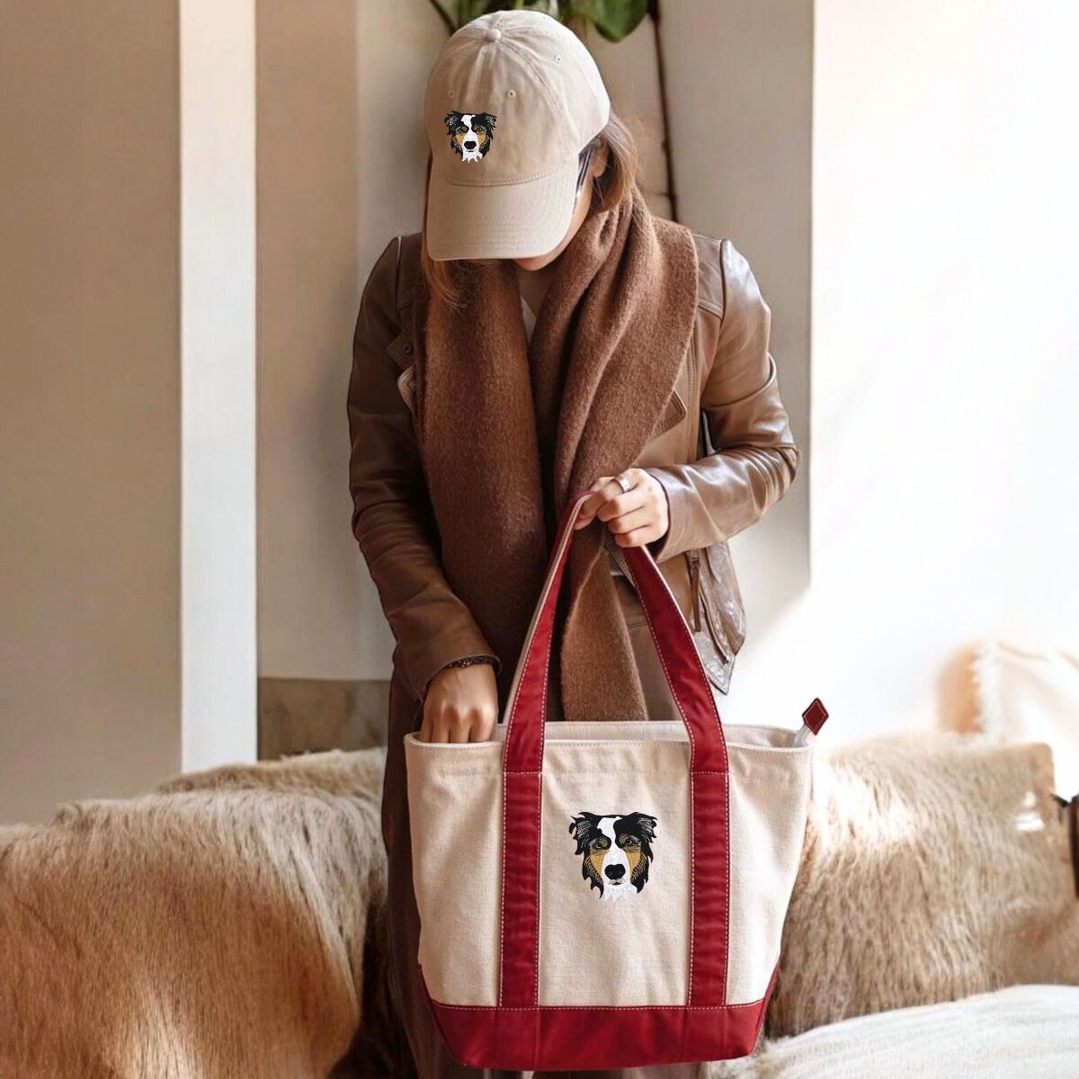 Dog Lover Embroidered Hat & Tote Bag Set