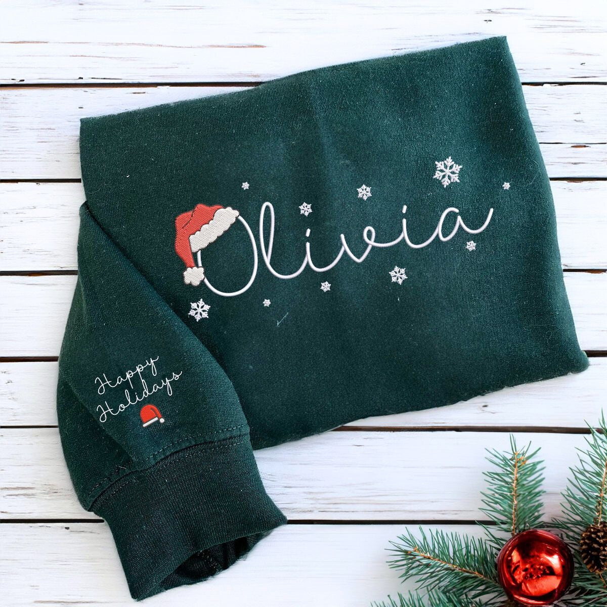 Personalized Christmas Embroidered Sweatshirt | Custom Holiday Gift