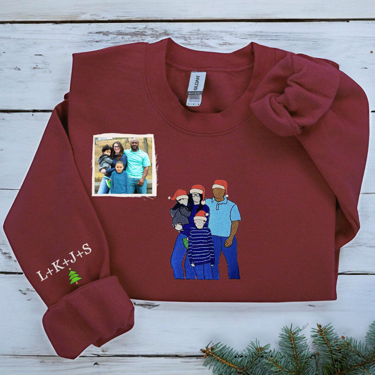 Personalized Family Christmas Portrait Sweatshirt or Hoodie