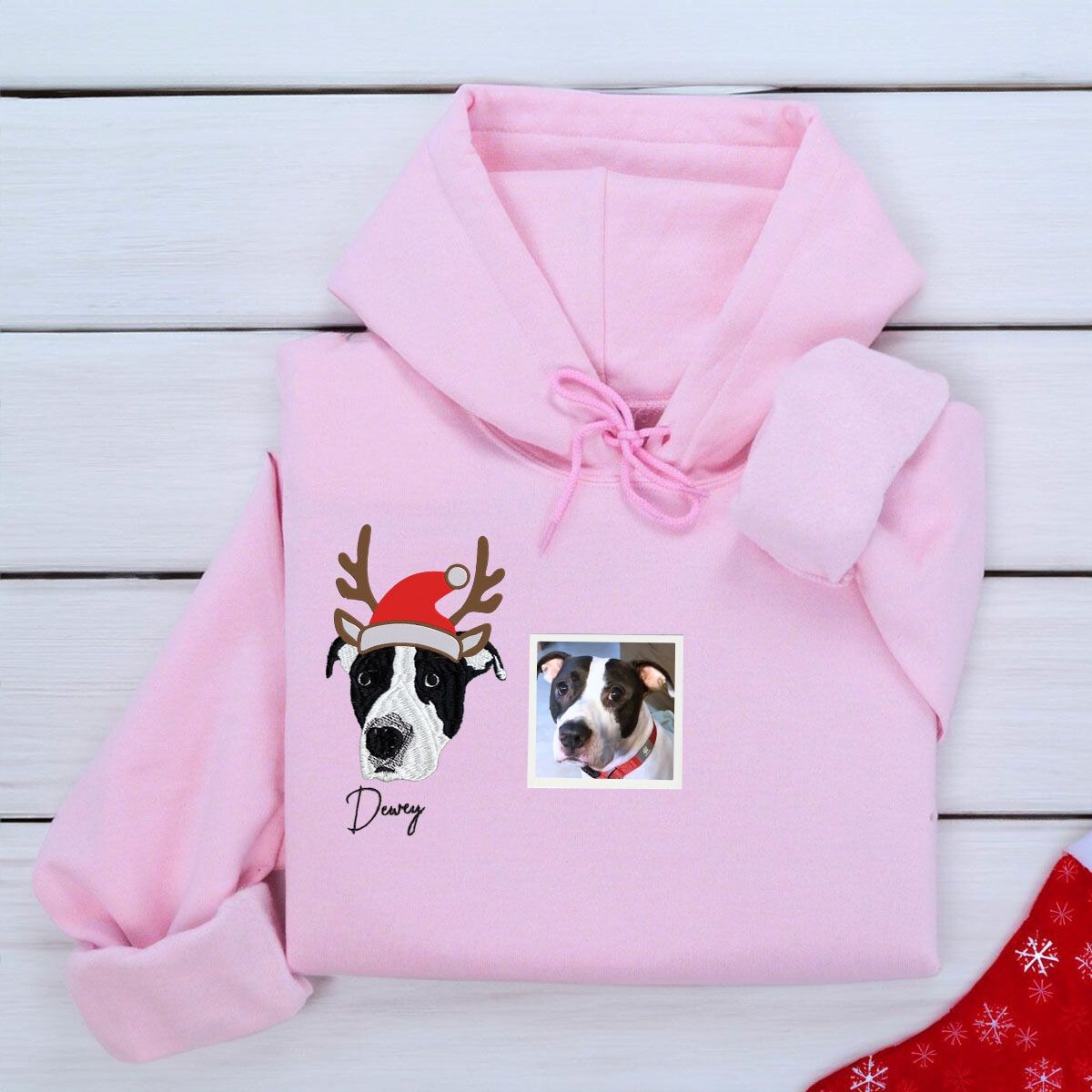 Personalized Cat Christmas Hoodie - Custom Embroidered Cat Lover Gift