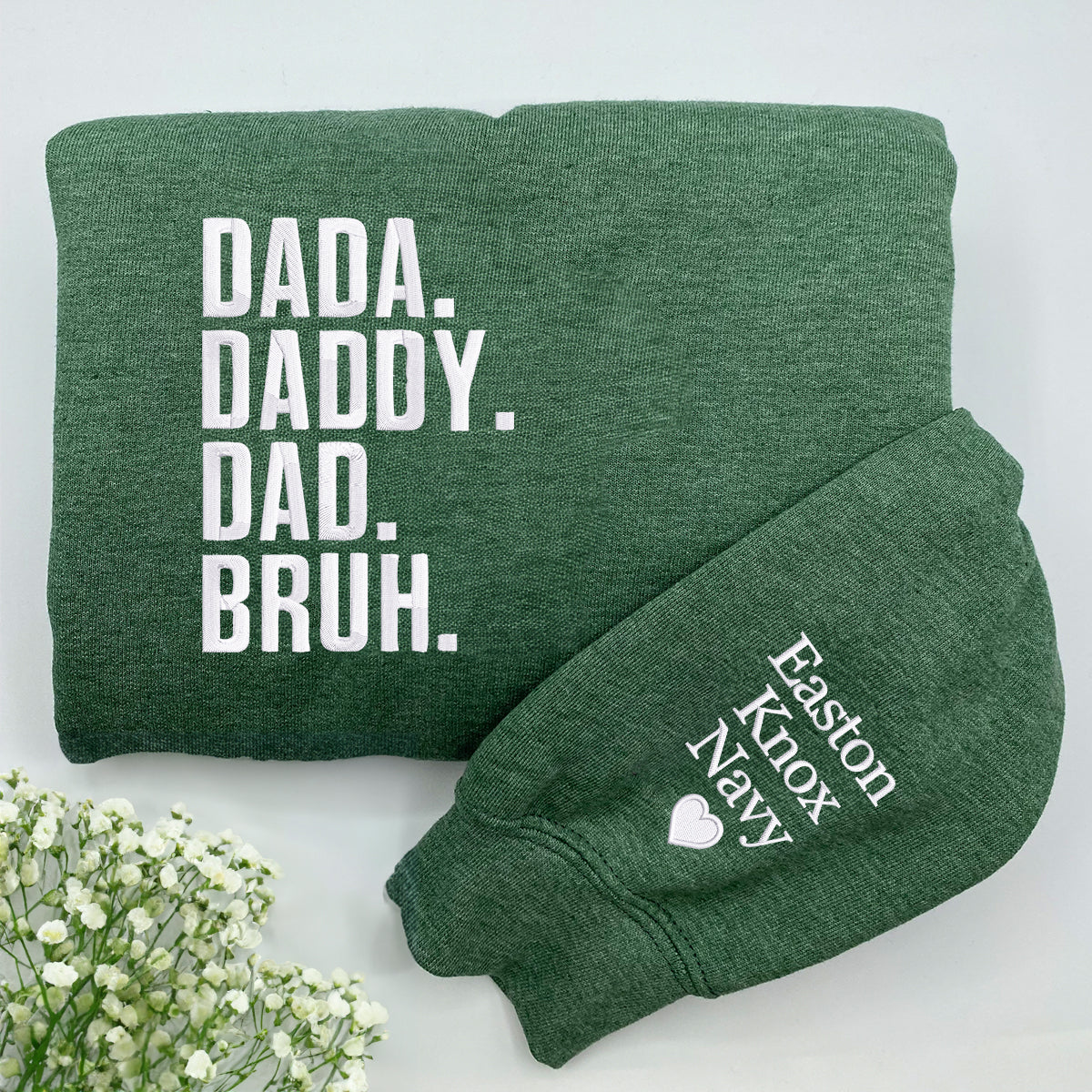 Dad Text Embroidered Sweatshirt or Hoodie - Soft & Stylish