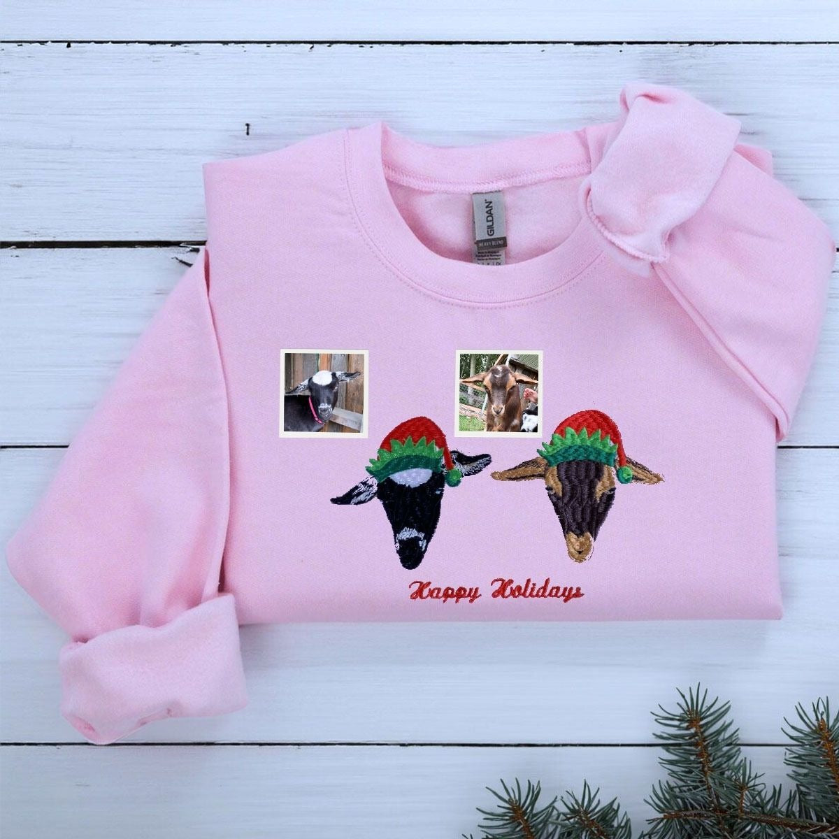 Personalized Pet Christmas Hoodie with Embroidered Photo - Custom Pet Lover Gift