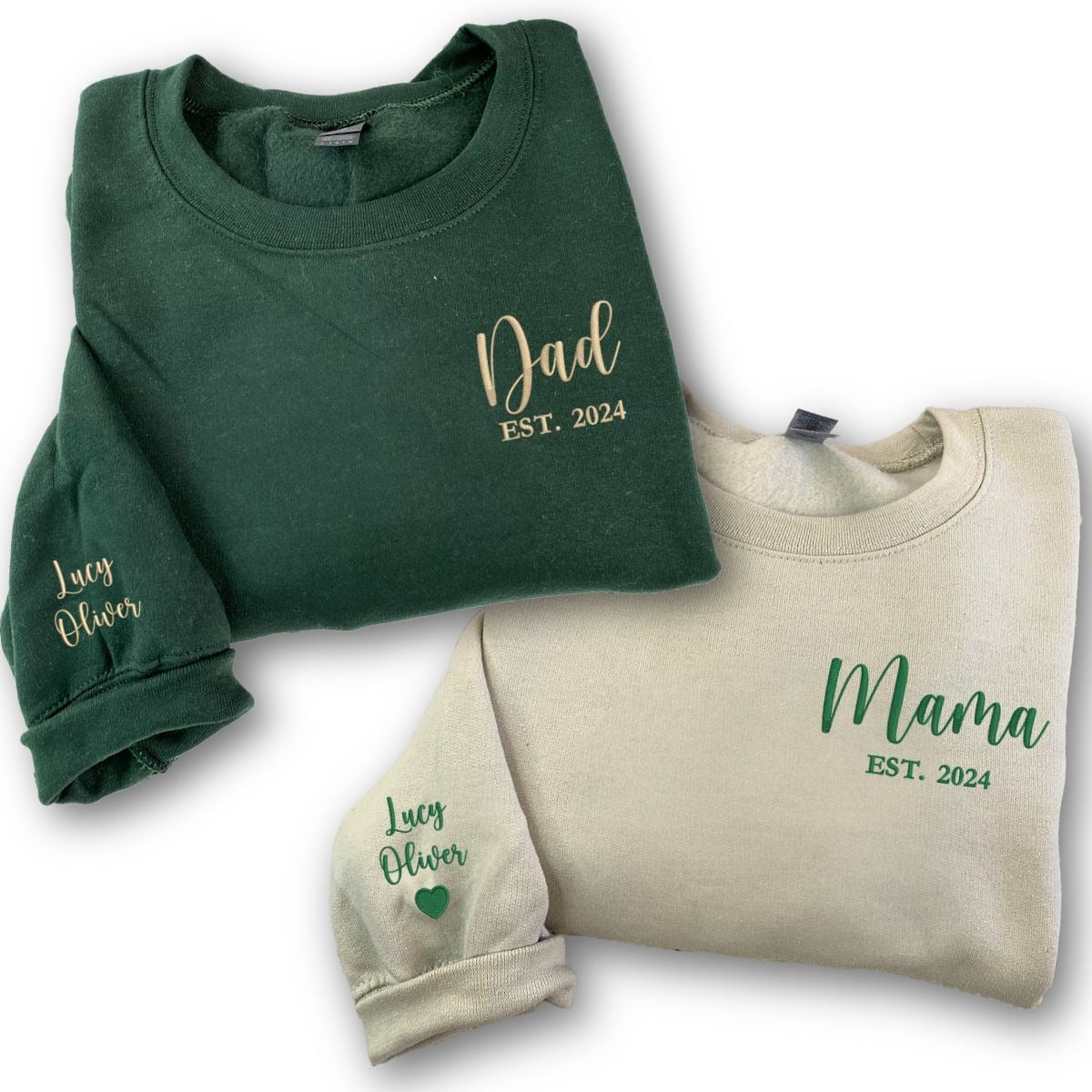 Personalized Embroidered Sweatshirt Set for Mom and Dad