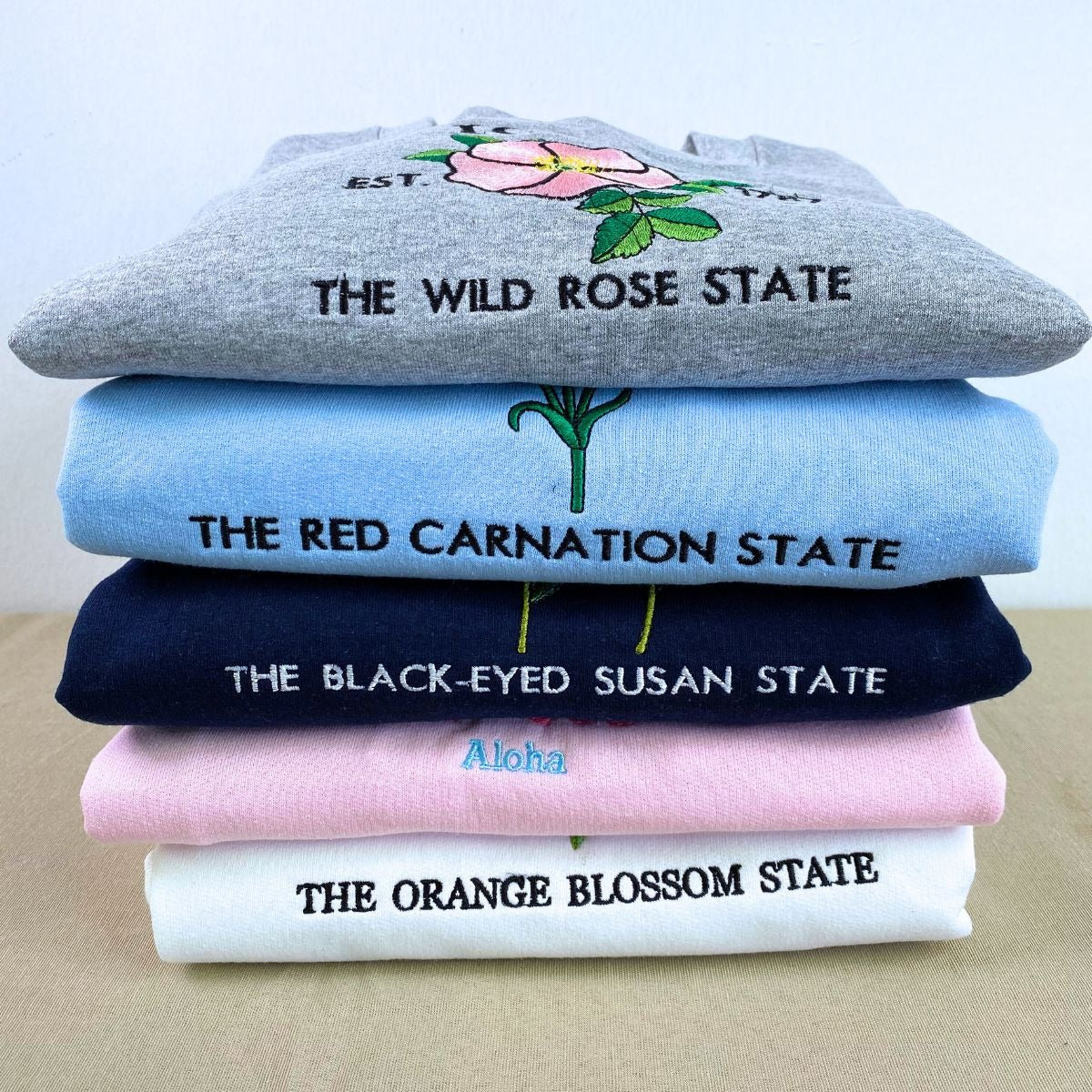 Embroidered North Dakota Wild Prairie Rose State Hoodie