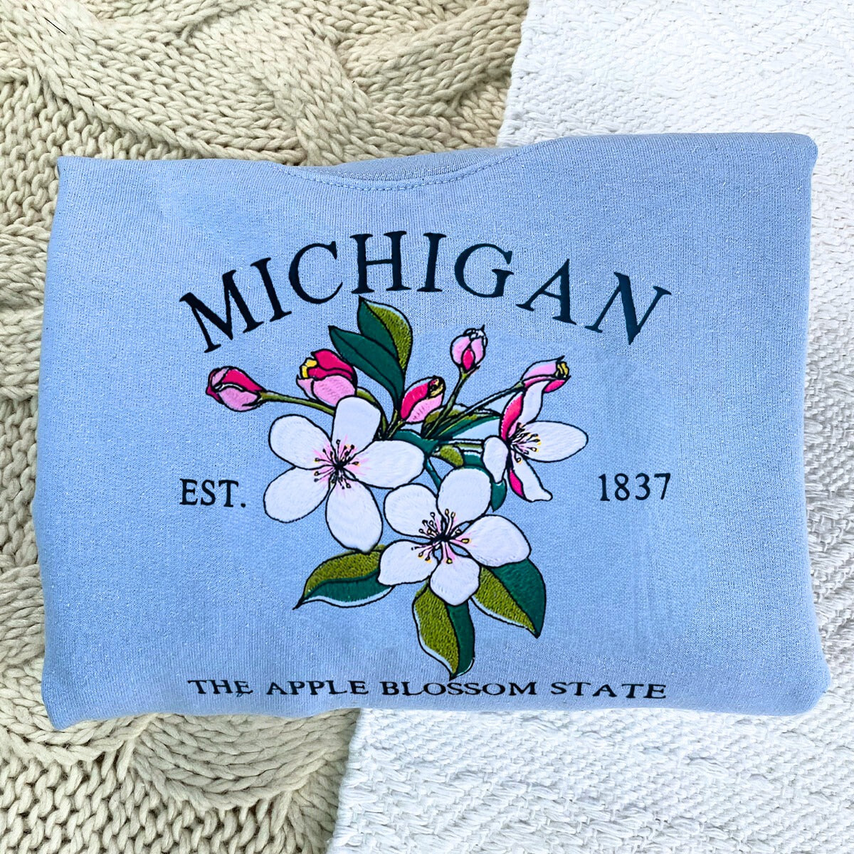 Embroidered Michigan State Apple Blossom Sweatshirt - Cozy & Stylish