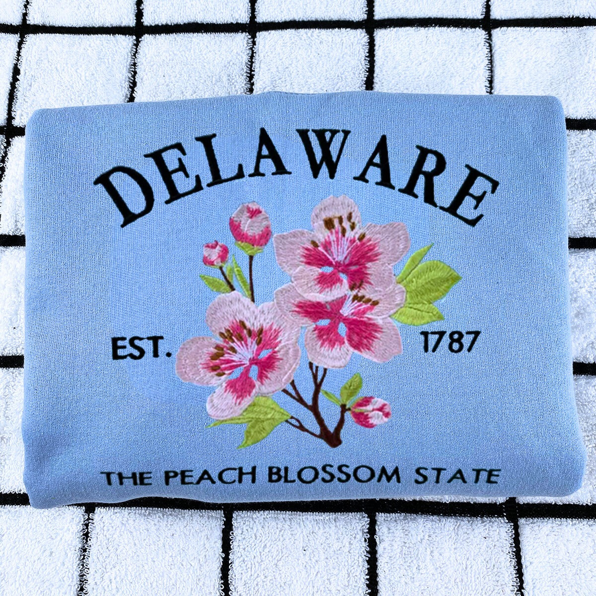 Delaware State Embroidered Peach Blossom Sweatshirt - 1787 Tribute