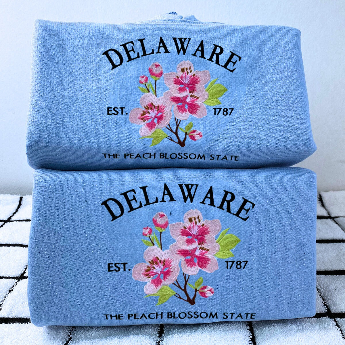 Delaware State Embroidered Peach Blossom Sweatshirt - 1787 Tribute