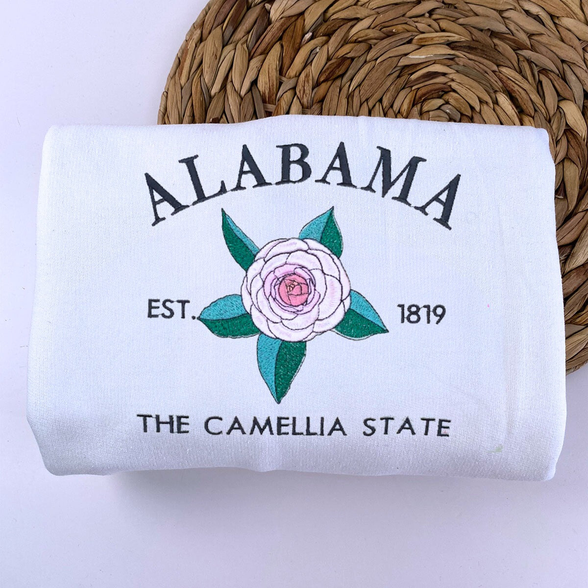 Embroidered Alabama State Camellia Sweatshirt - Pride and Charm