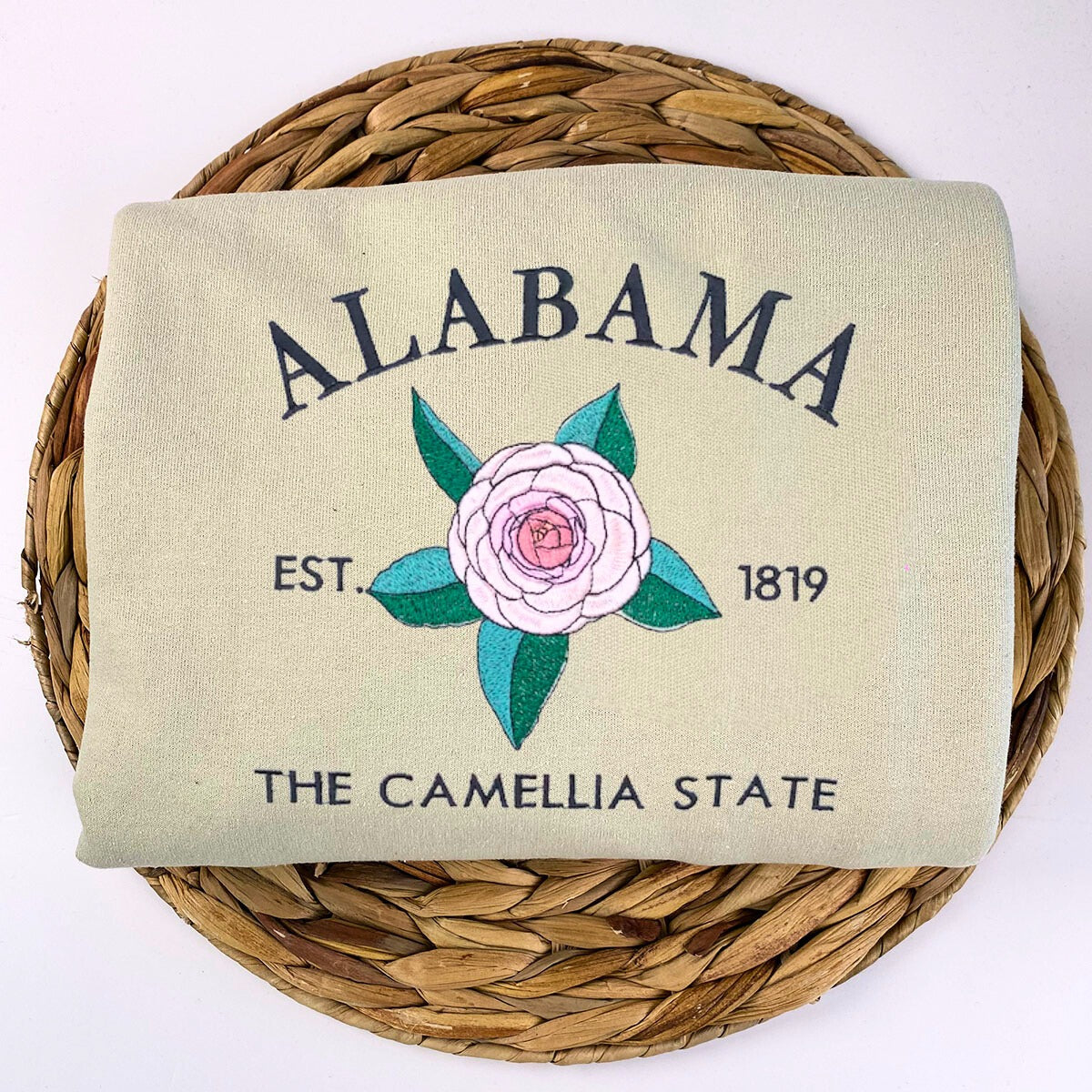 Embroidered Alabama State Camellia Sweatshirt - Pride and Charm