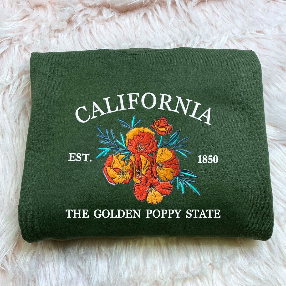 Embroidered California Golden Poppy Sweatshirt - State Tribute