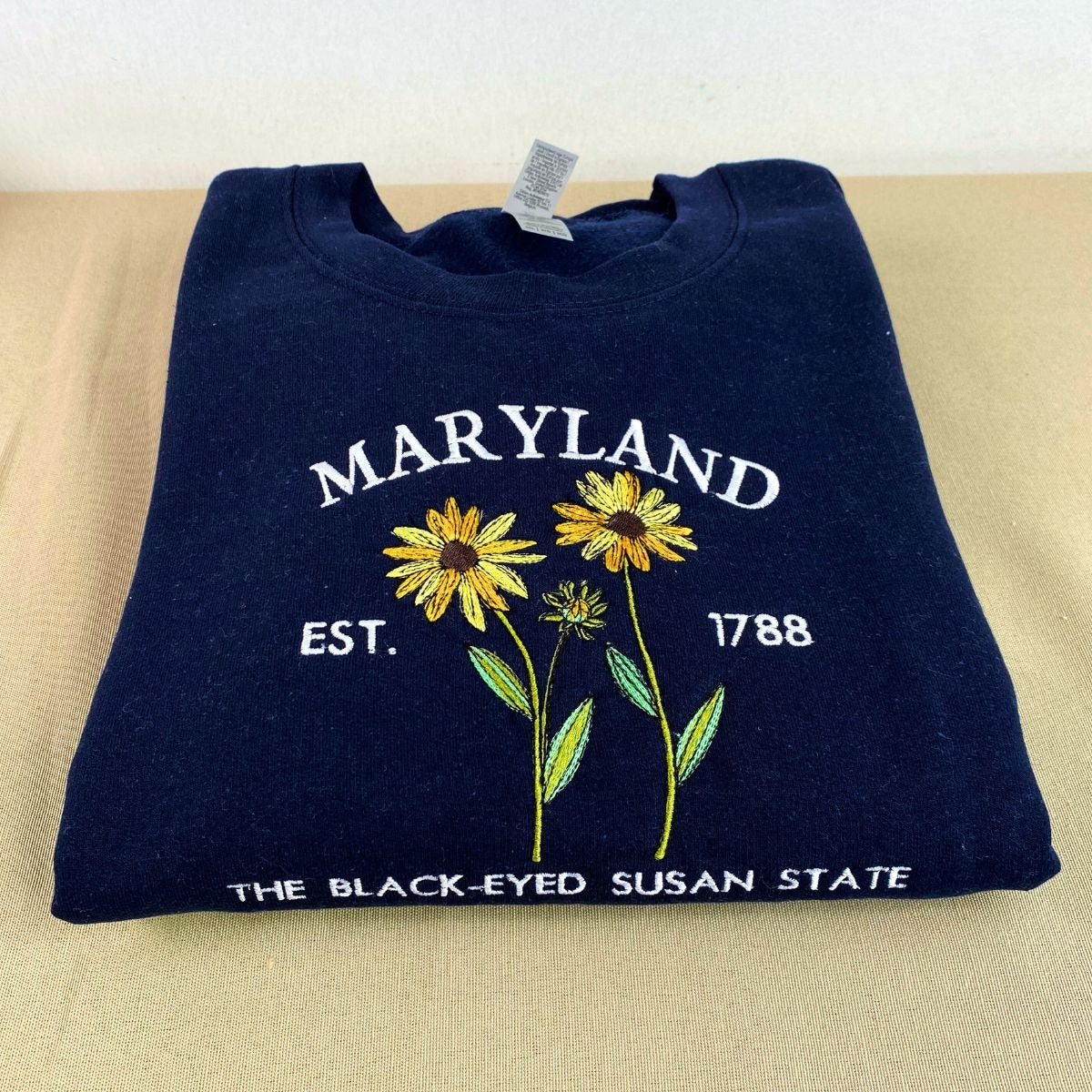 Maryland Black-Eyed Susan State Sweatshirt - Embroidered Floral Design