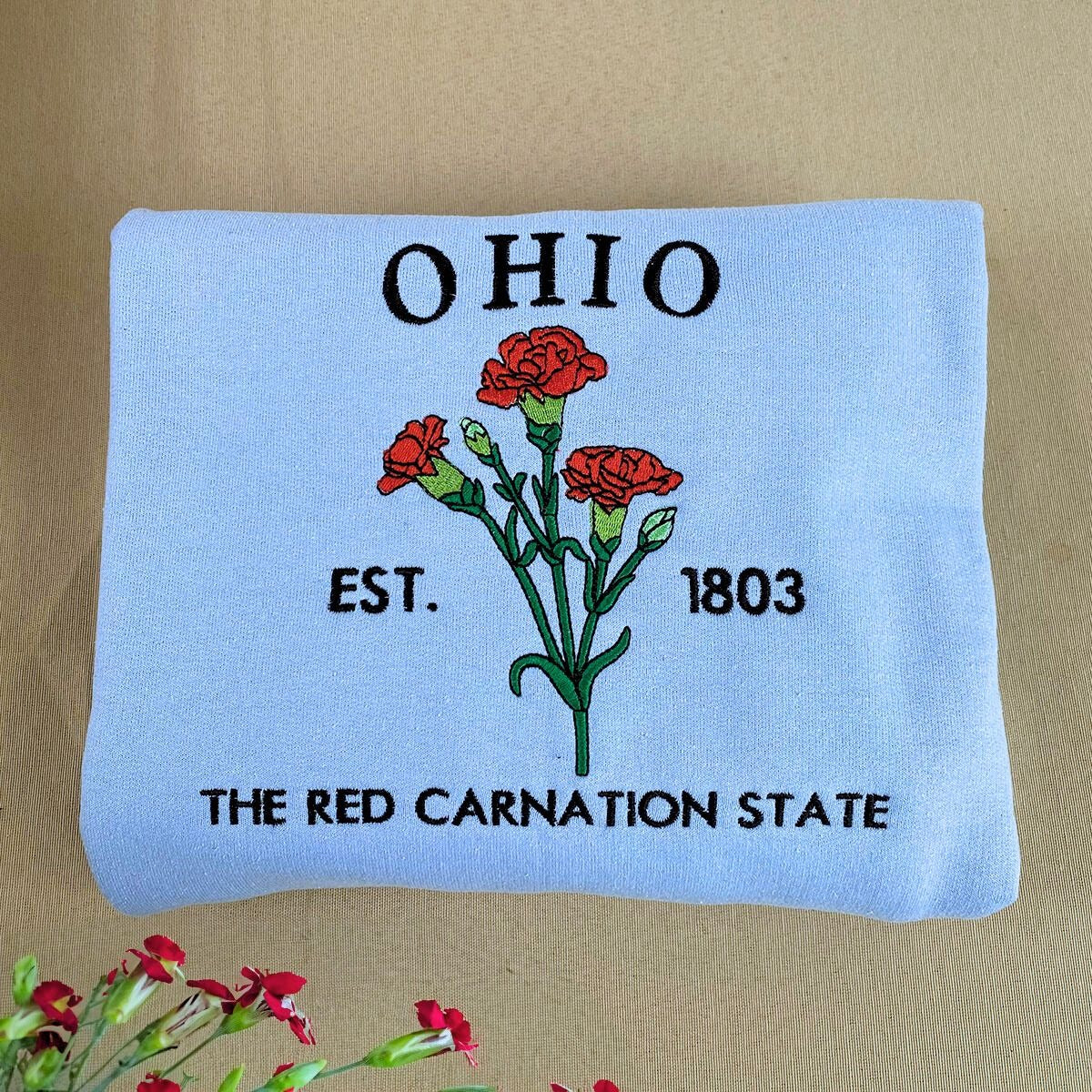 Ohio State Red Carnation Embroidered Sweatshirt - Heritage Gift