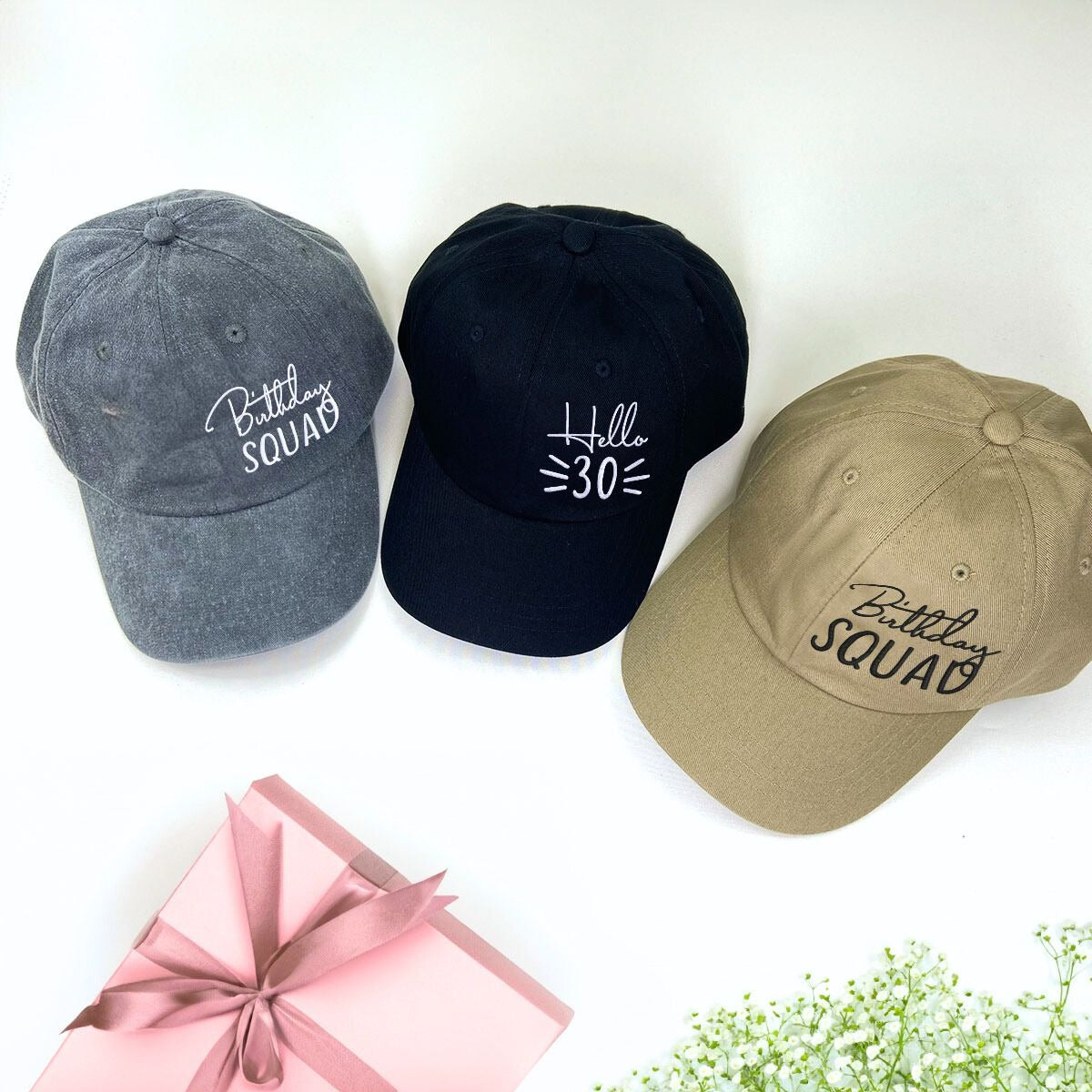 Personalized Birthday Squad Embroidered Party Hat - Custom Beach Gift Idea