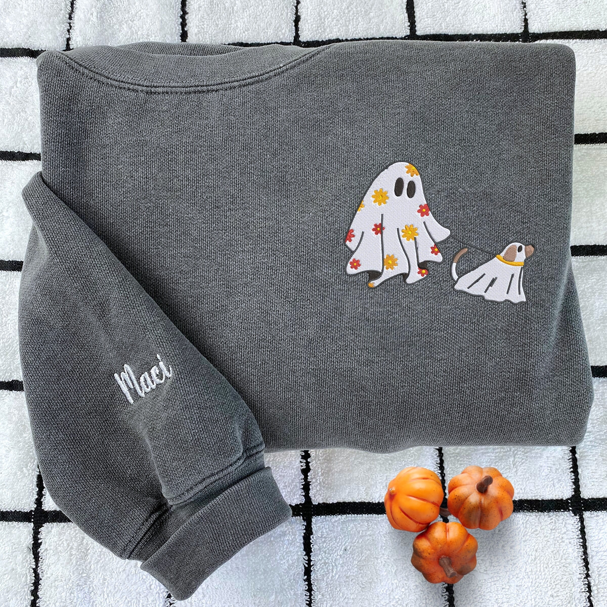 Cute Ghost & Dog Halloween Sweatshirt - Soft & Cozy