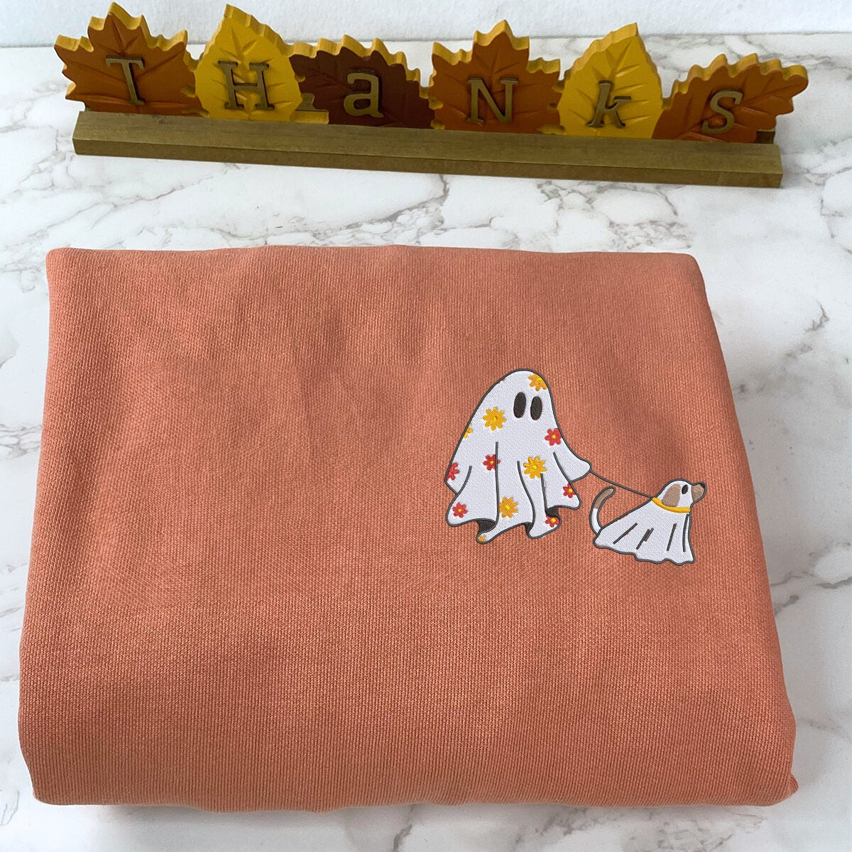 Cute Ghost & Dog Halloween Sweatshirt - Soft & Cozy