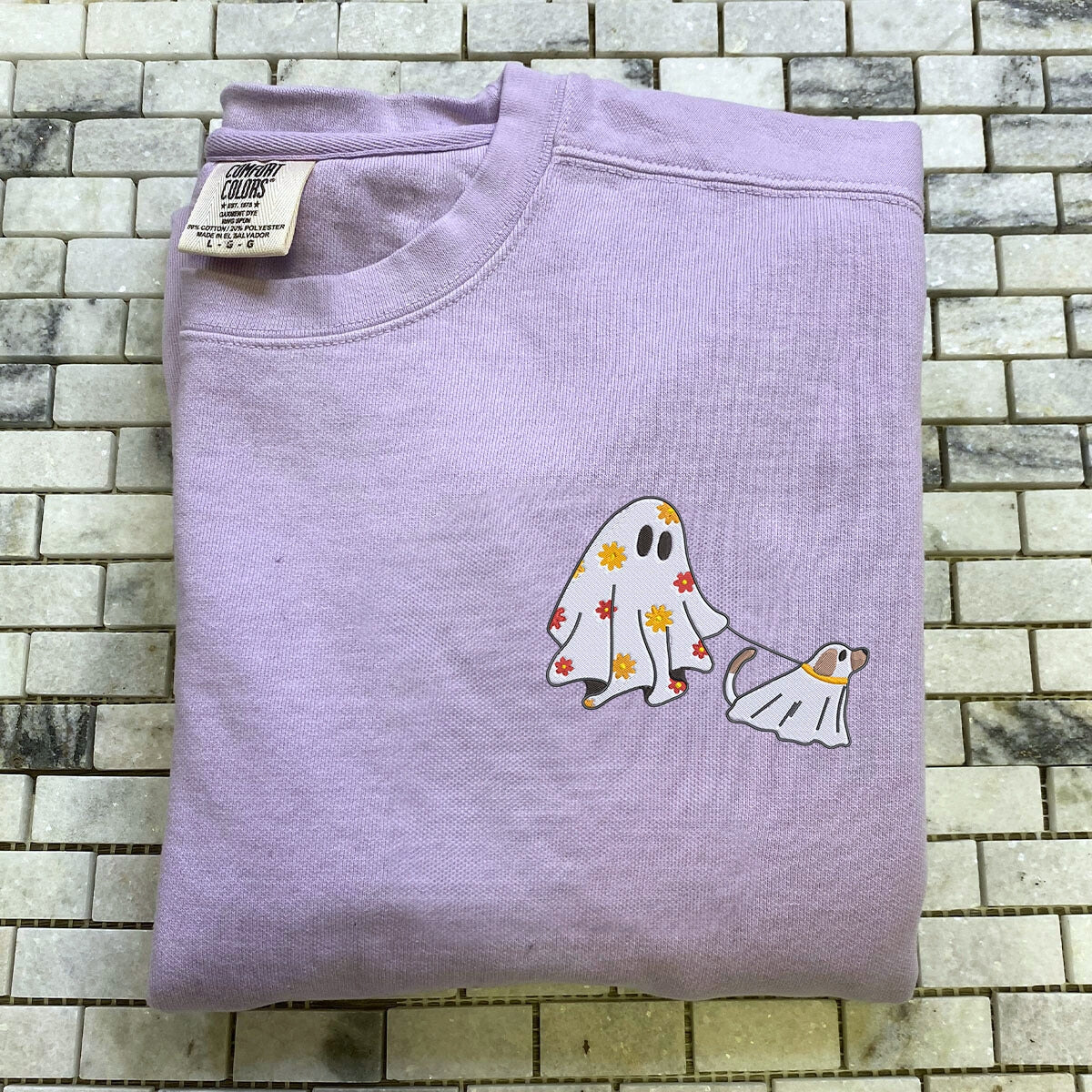 Cute Ghost & Dog Halloween Sweatshirt - Soft & Cozy