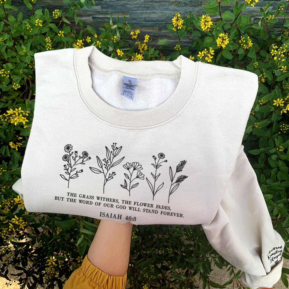 Wildflower Embroidered Bible Verse Sweatshirt