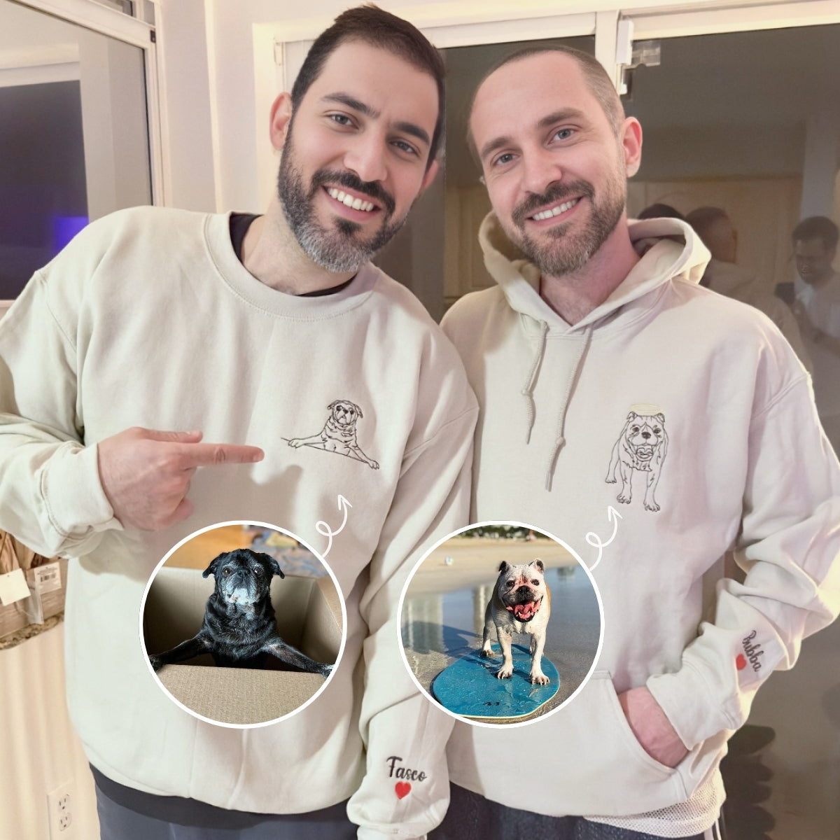 Custom Pug Embroidered Sweatshirt - Personalized Pug Lover Gift