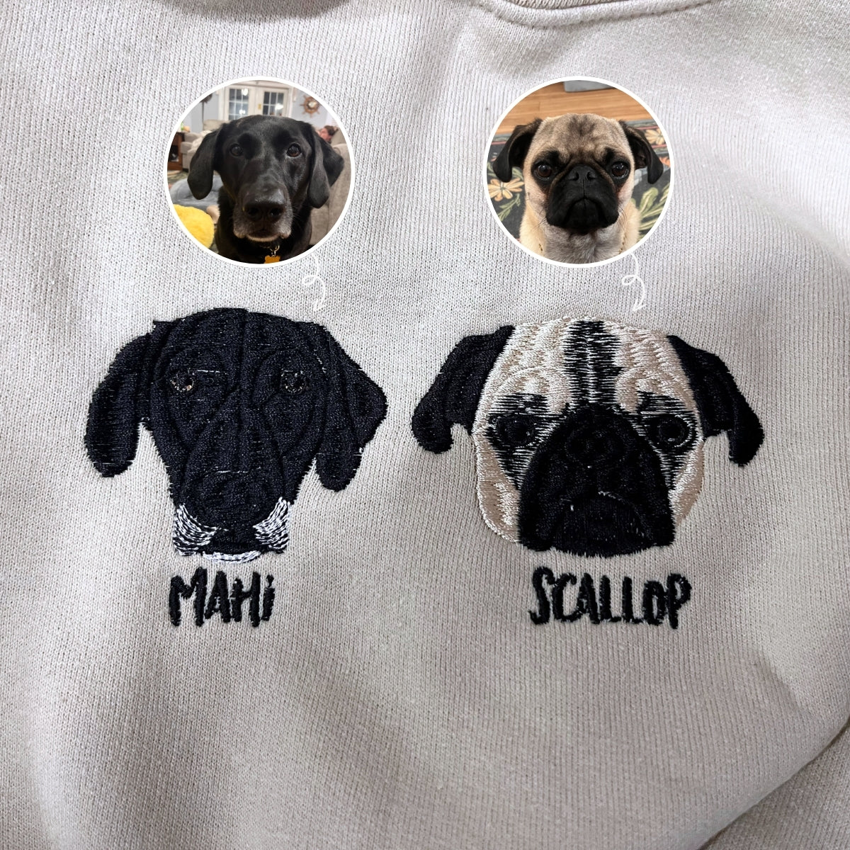 Custom Pug Embroidered Sweatshirt - Personalized Pug Lover Gift