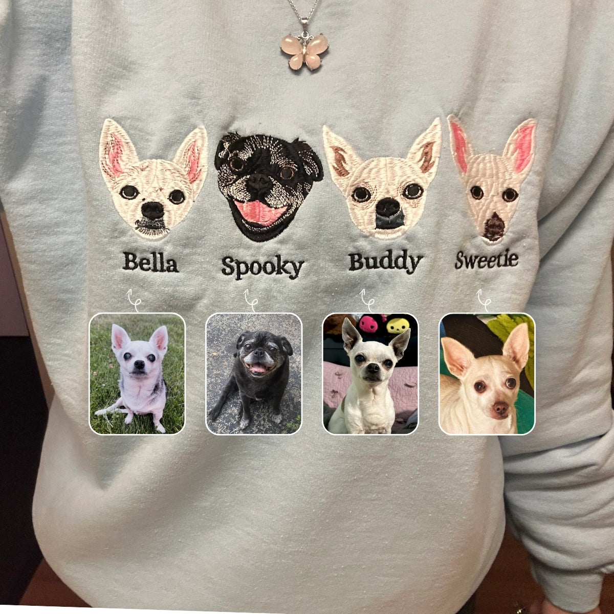 Custom Pug Embroidered Sweatshirt - Personalized Pug Lover Gift