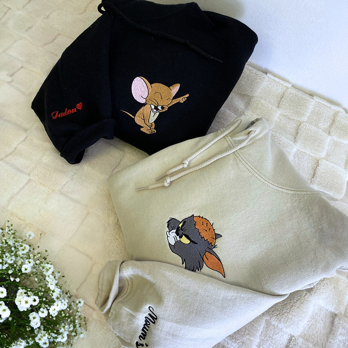 Customized Neckline Collar Sweatshirt - Personalized Embroidery
