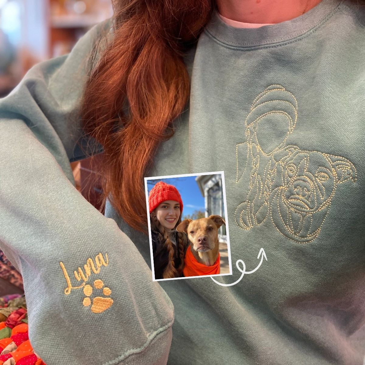 Custom Embroidered Pitbull Mom Sweatshirt or Hoodie