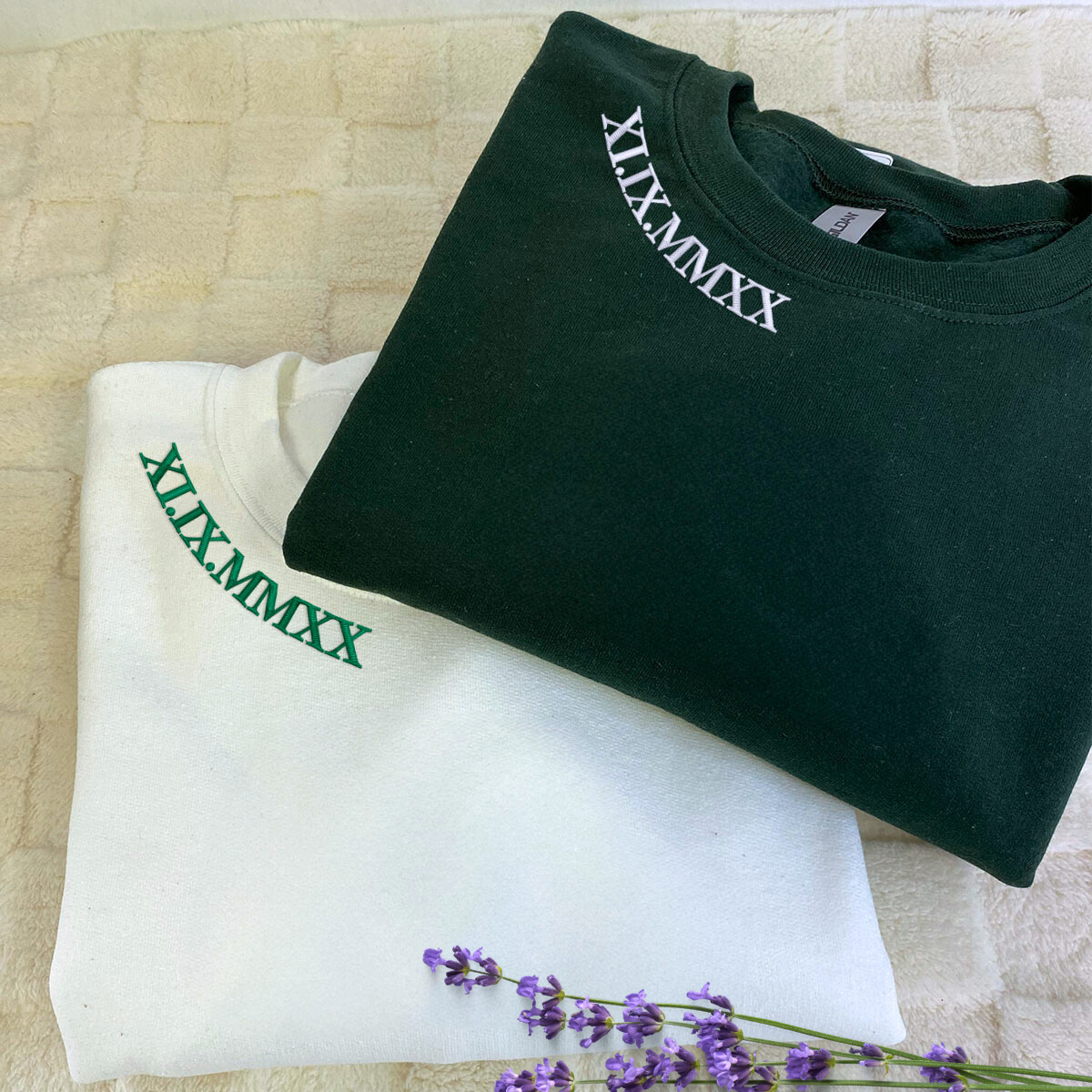 Custom Roman Numerals Embroidered Sweatshirt - Personalized Valentines Day Gift