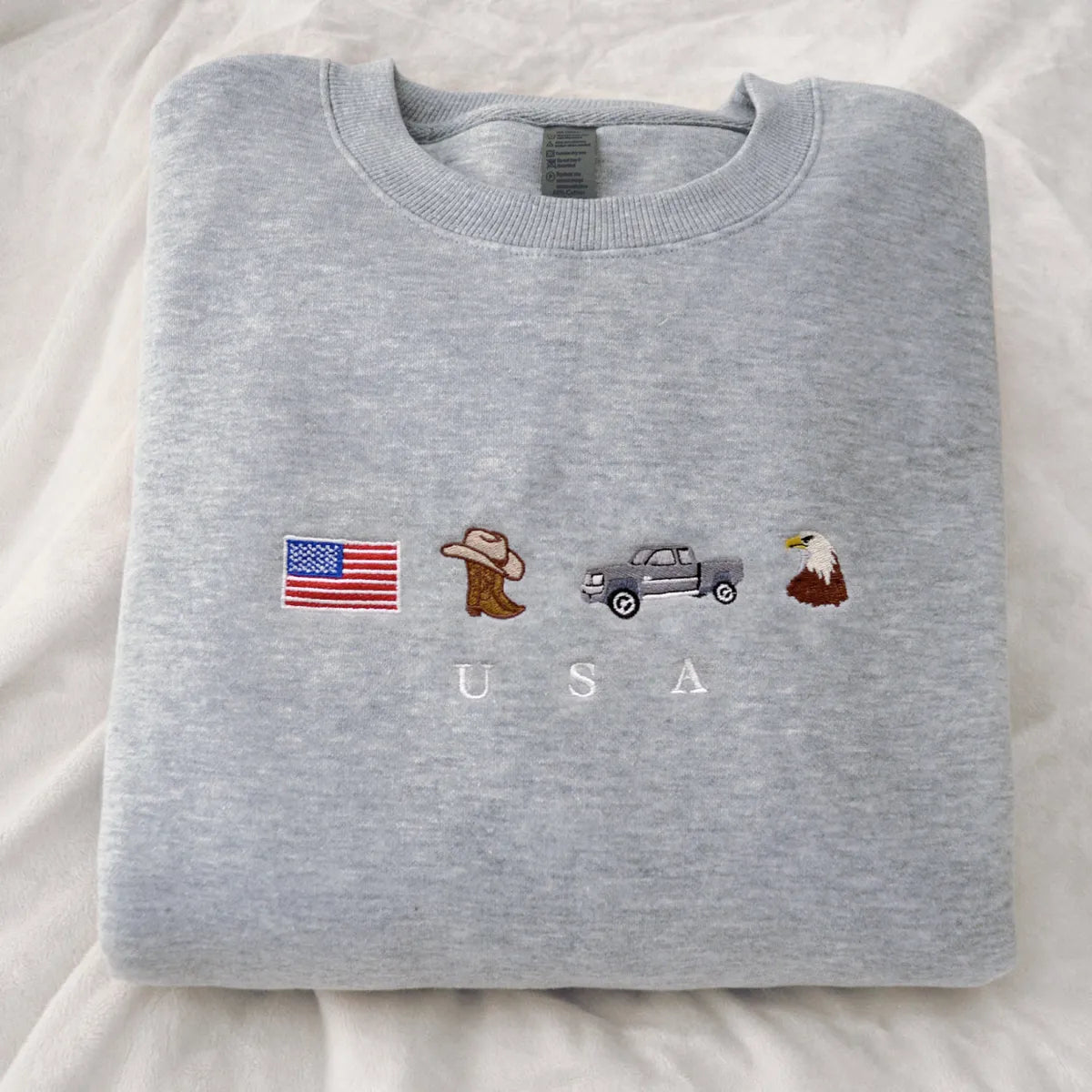 American Flag Embroidered Hoodie - Patriotic Country Sweatshirt