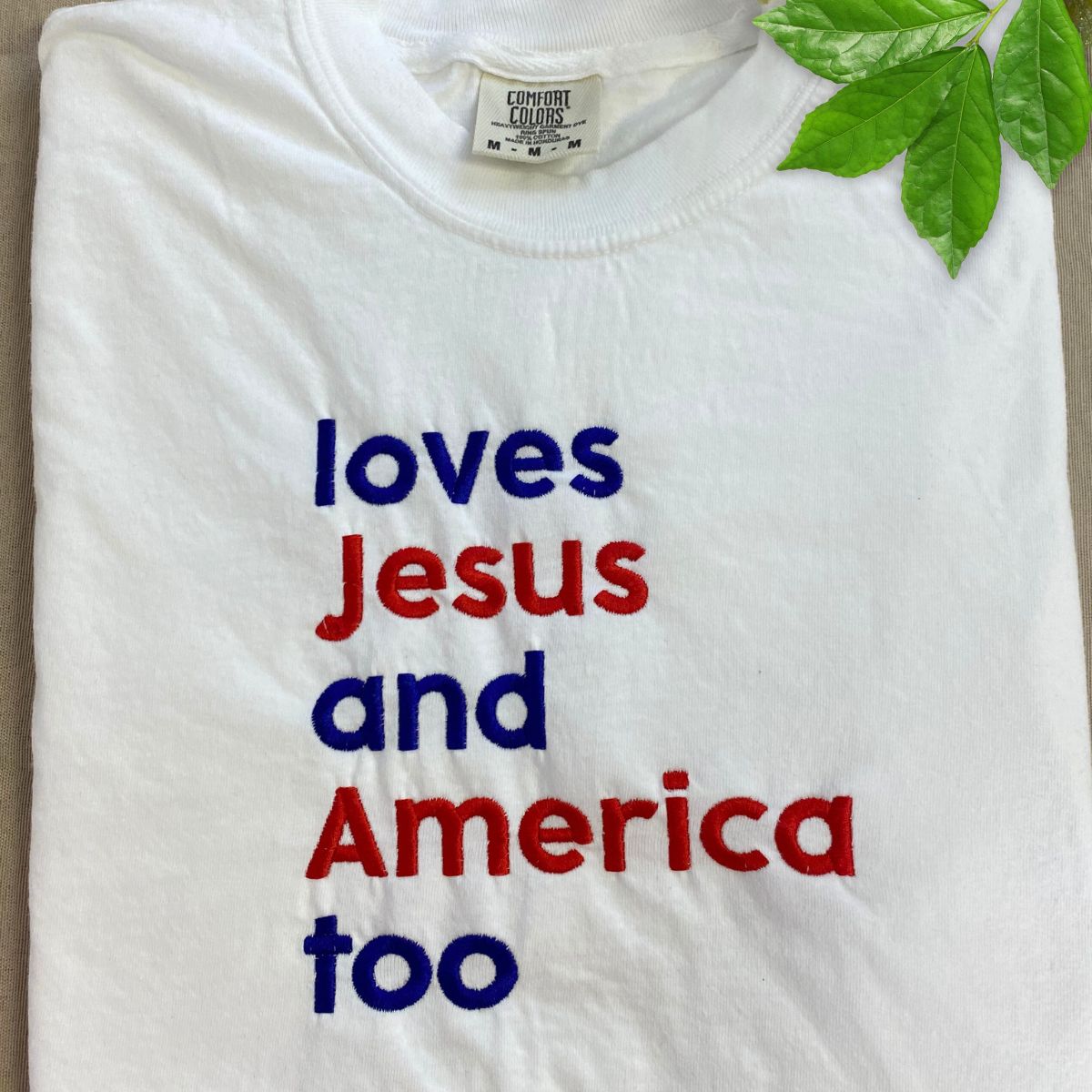 Custom Embroidered Faith and Patriotic Celebration Shirt