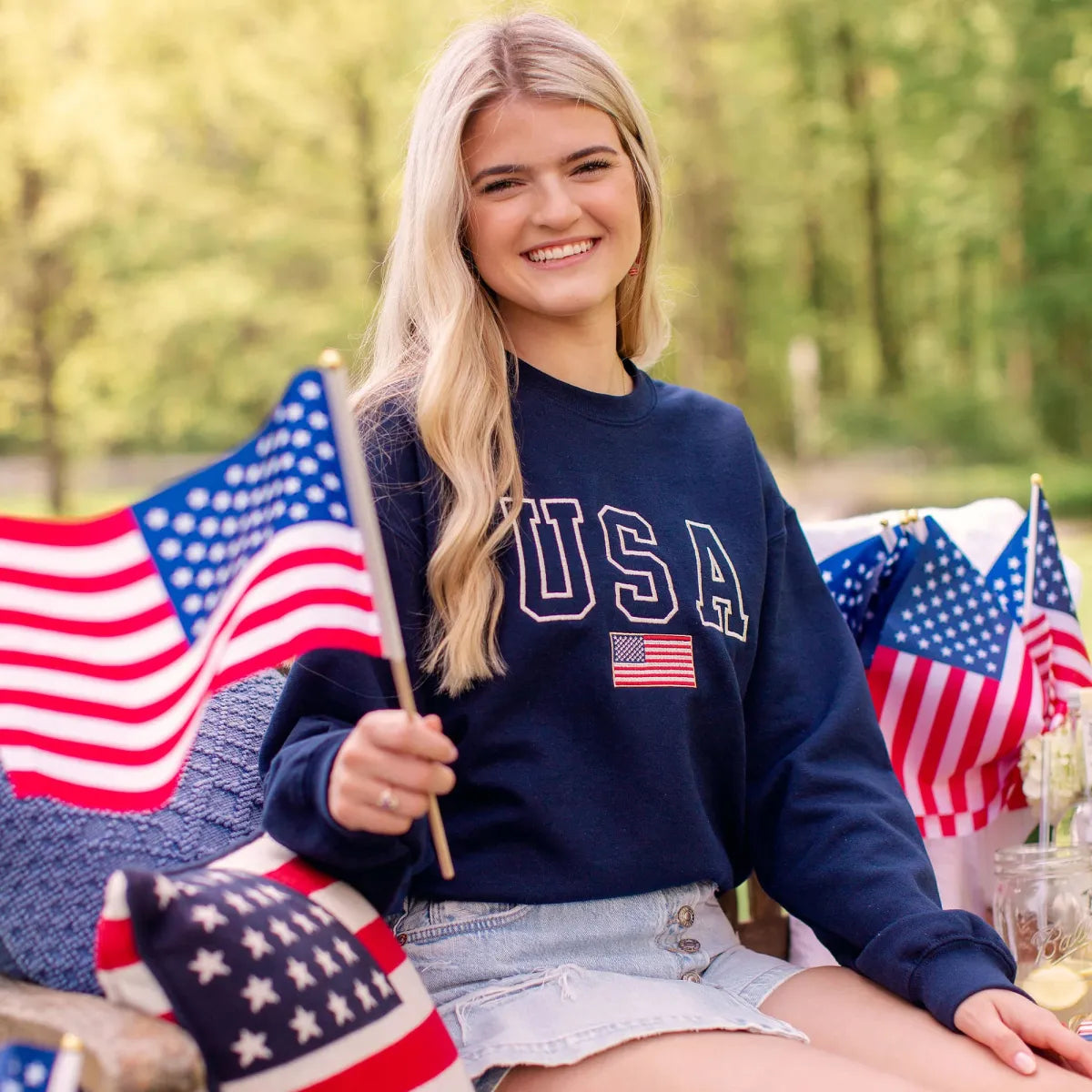 USA Flag Patriotic Sweatshirt for 4th of July Celebrations