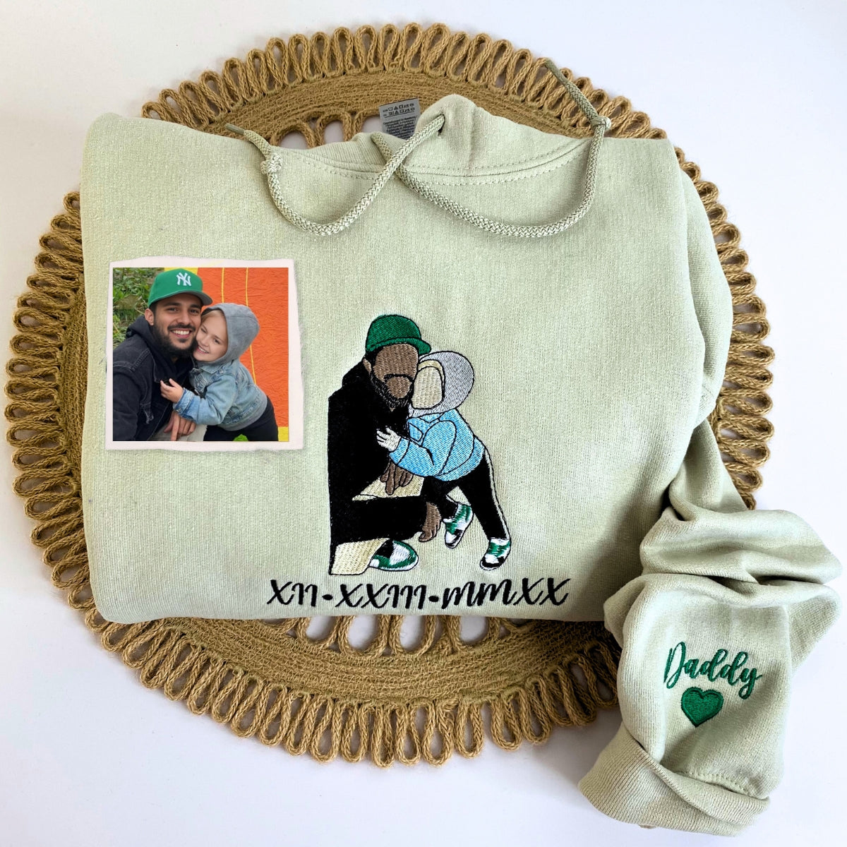Personalized Embroidered Daddy Sweatshirt With Unique Photo Portrait