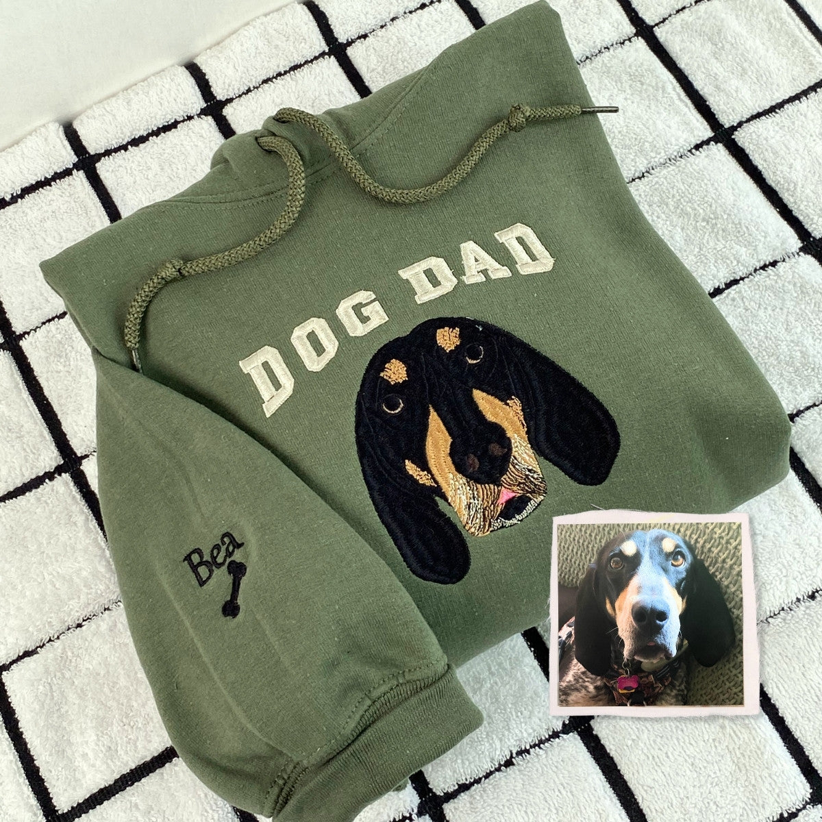 Custom Dog Dad Portrait Embroidered Hoodie | Personalized Touch
