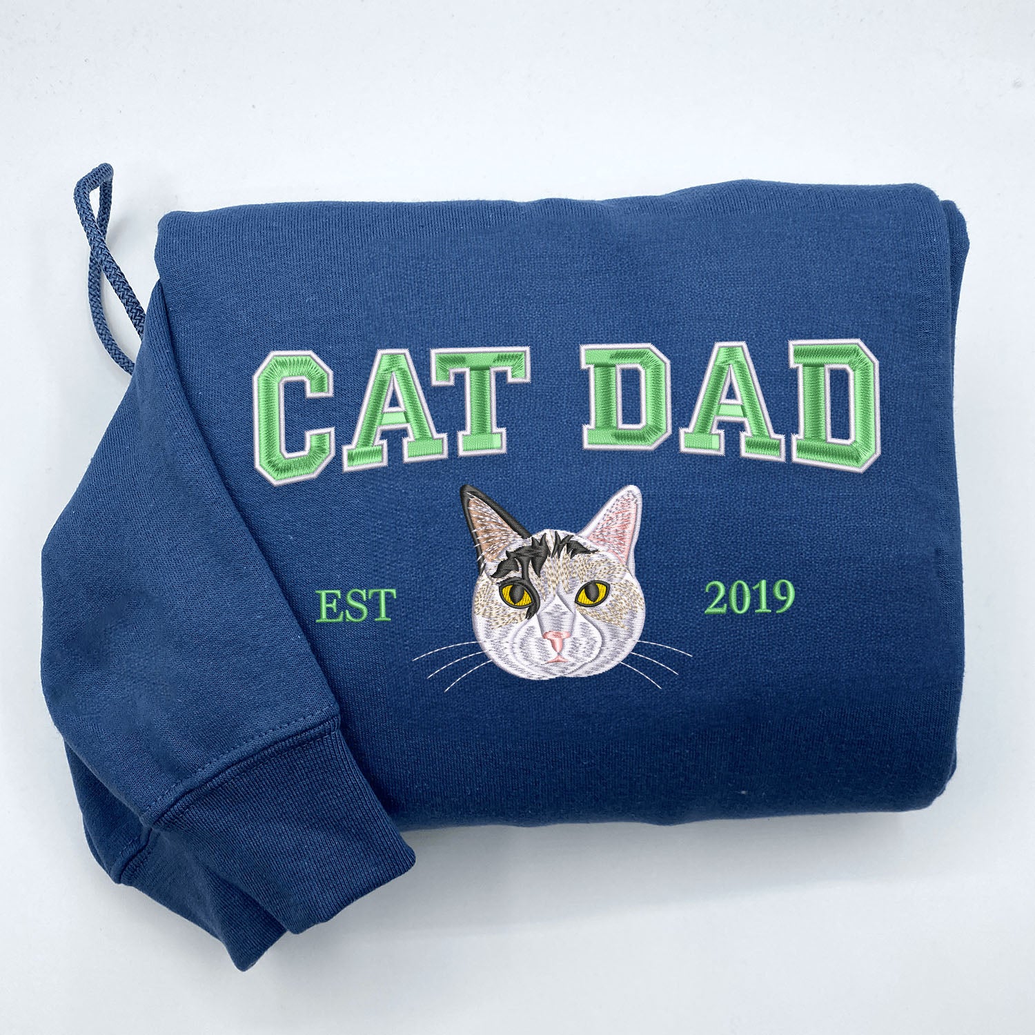 Embroidered Feline Cat Dad Varsity Sweatshirt - Custom Fashion