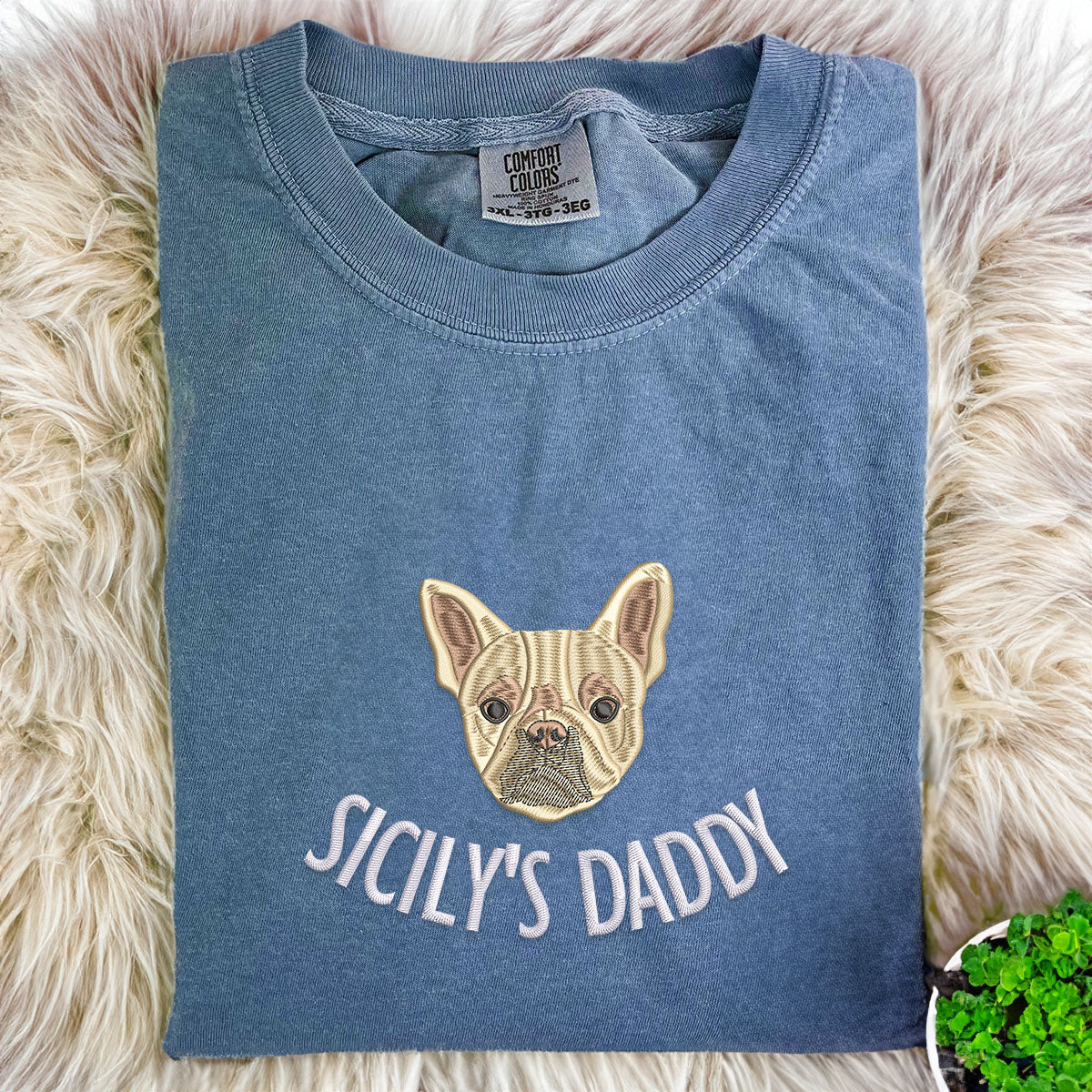Embroidered Dog Dad Personalized Shirt, Unique Portrait Custom-Shirt