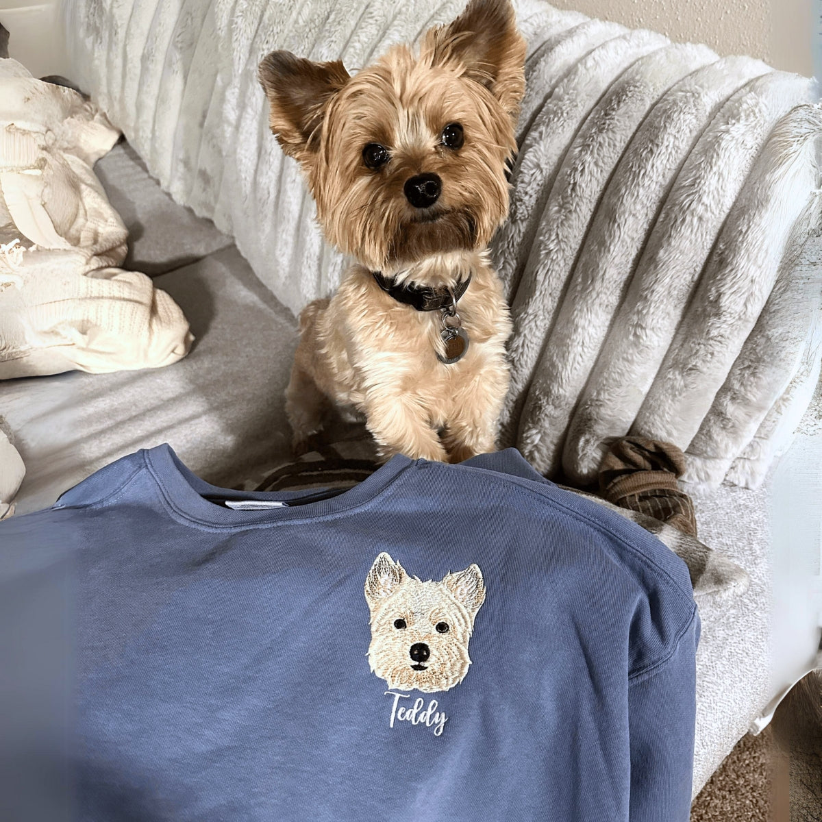 Embroidered Dog Dad Personalized Shirt, Unique Portrait Custom-Shirt