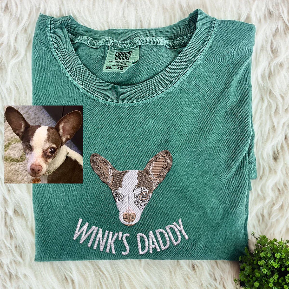Embroidered Dog Dad Personalized Shirt, Unique Portrait Custom-Shirt