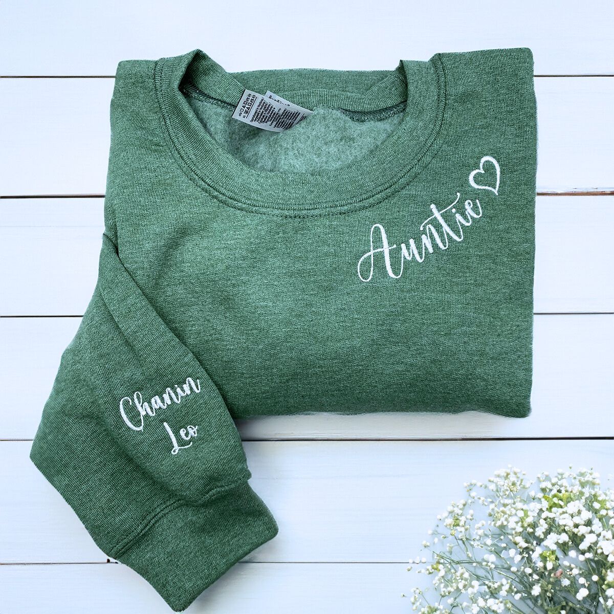 Personalized Aunt Niece Nephew Embroidered Sweatshirt or Hoodie